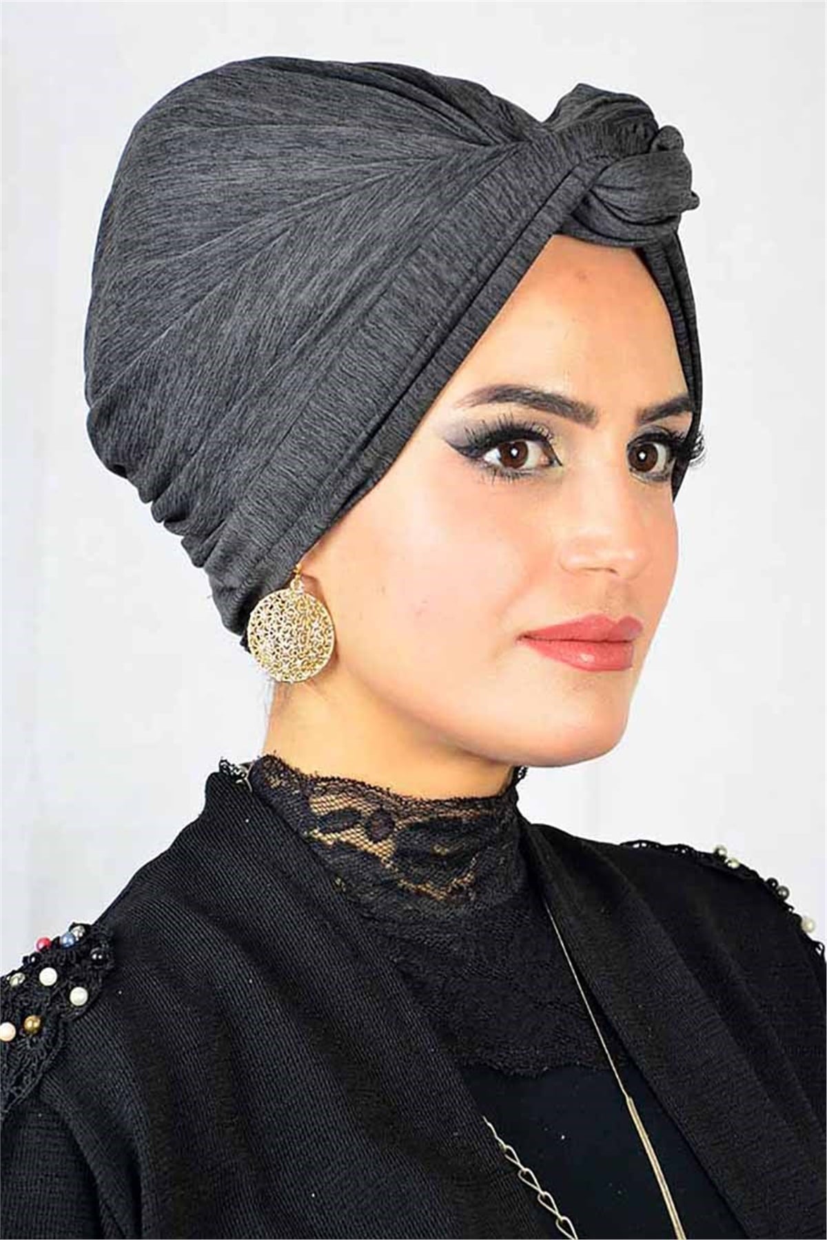 Antrasitas Grisi Burgulu Hazır Bone t13934