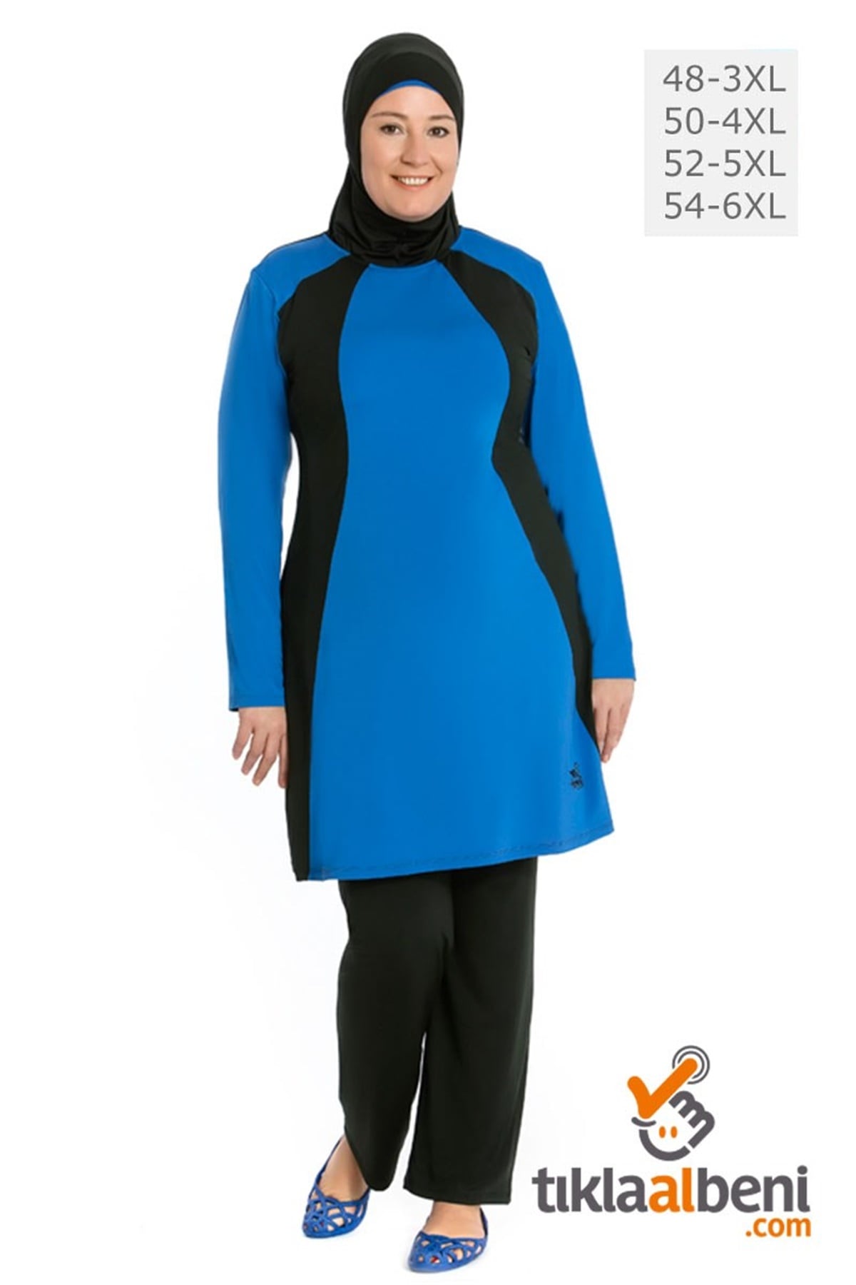 Büyük Beden Likralı Tesettür Dalga 227291 Sax Mavi