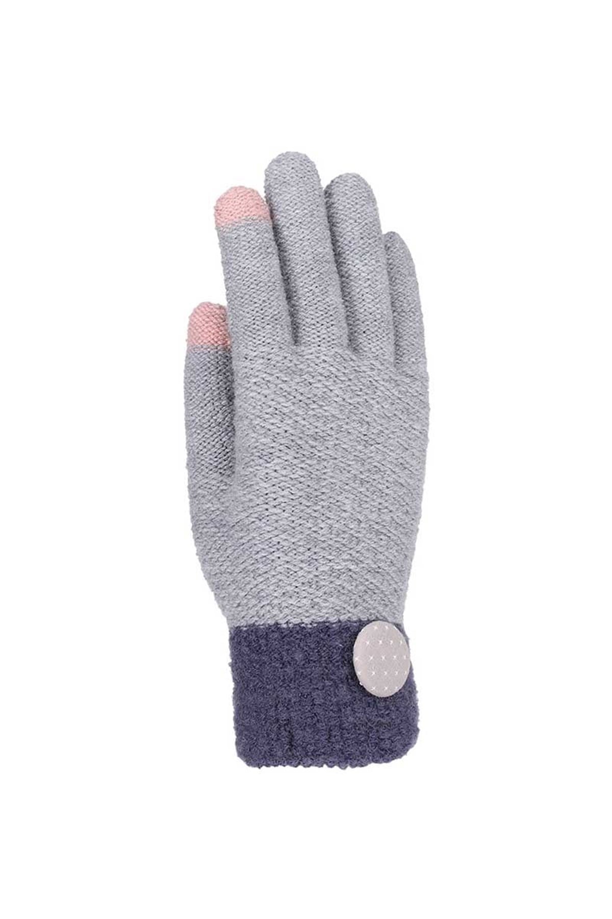 Bayan Örme Eldiven 84401-2 - Gri