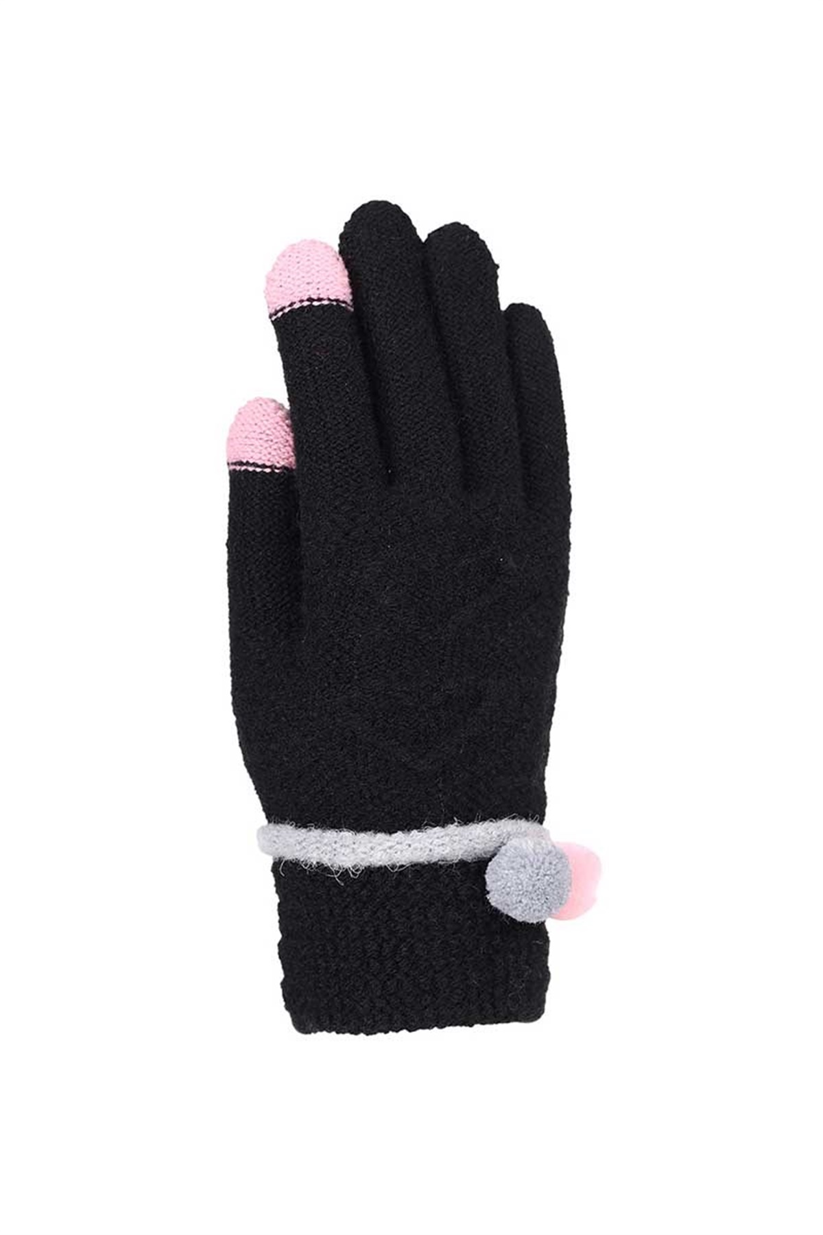 Bayan Ponponlu Eldiven 84401-5 - Siyah