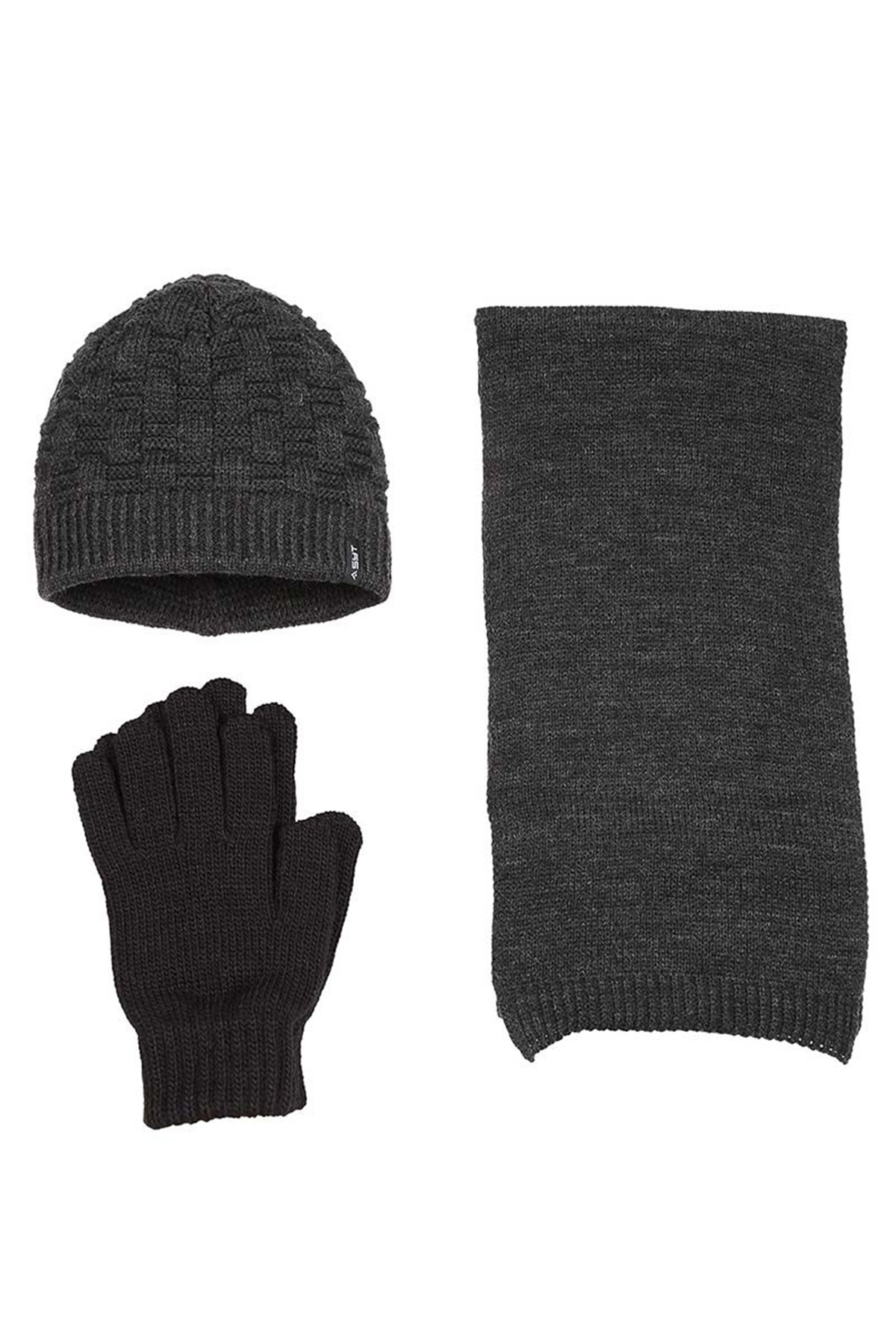 Bentley Erkek Atkı Bere Eldiven Takımı Antrasit - K8982