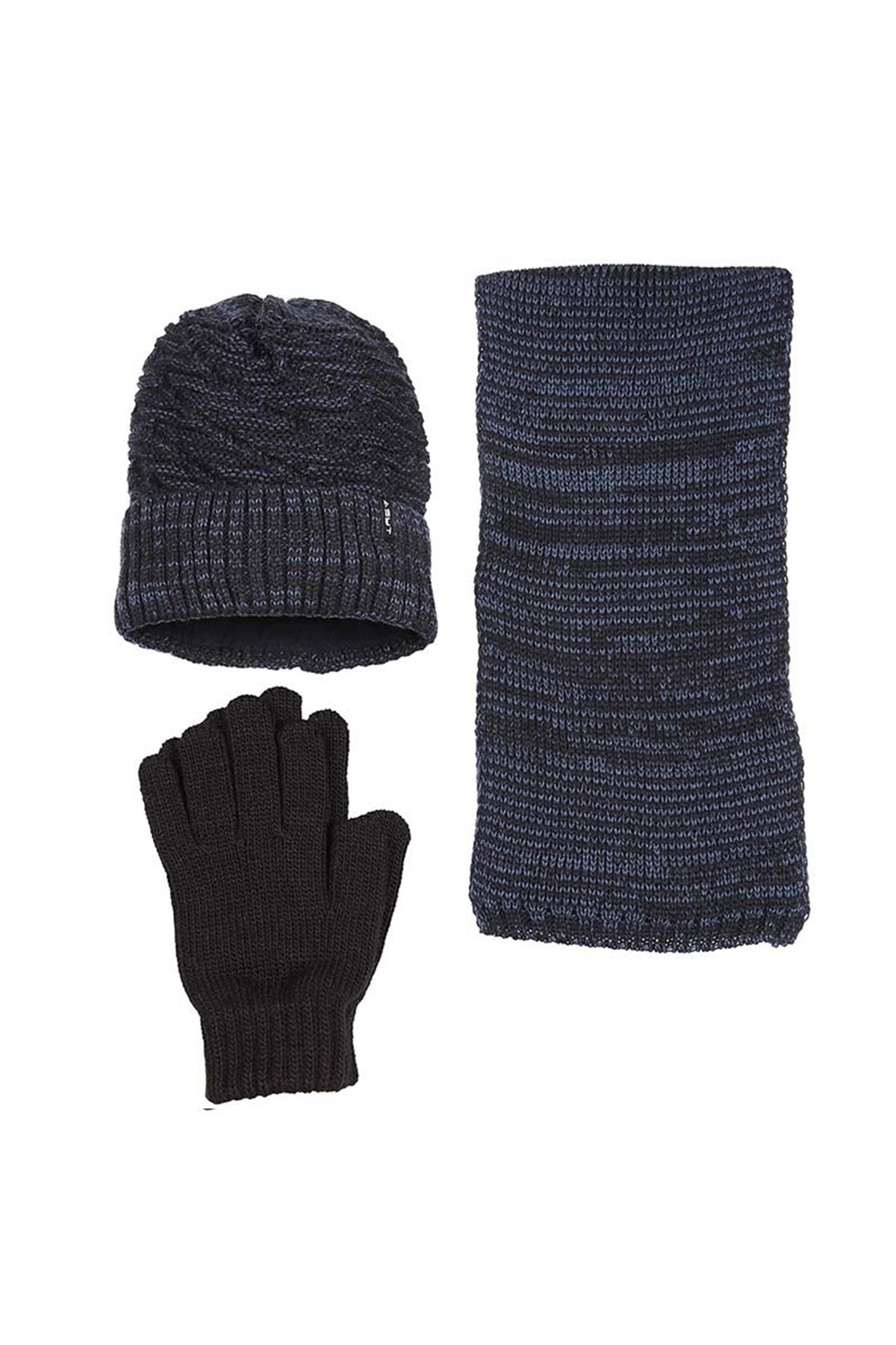 Bentley Erkek Atkı Bere Eldiven Takımı Lacivert - K8982