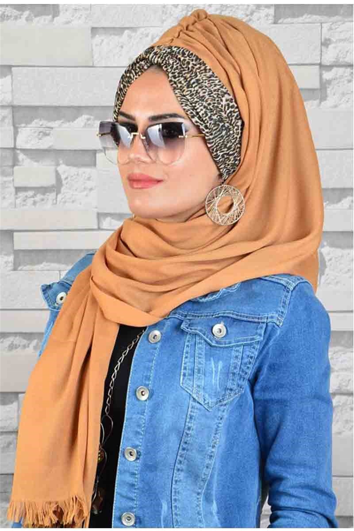 Biritli Sütlü Kahve Bandana Hazır Şal bnd184