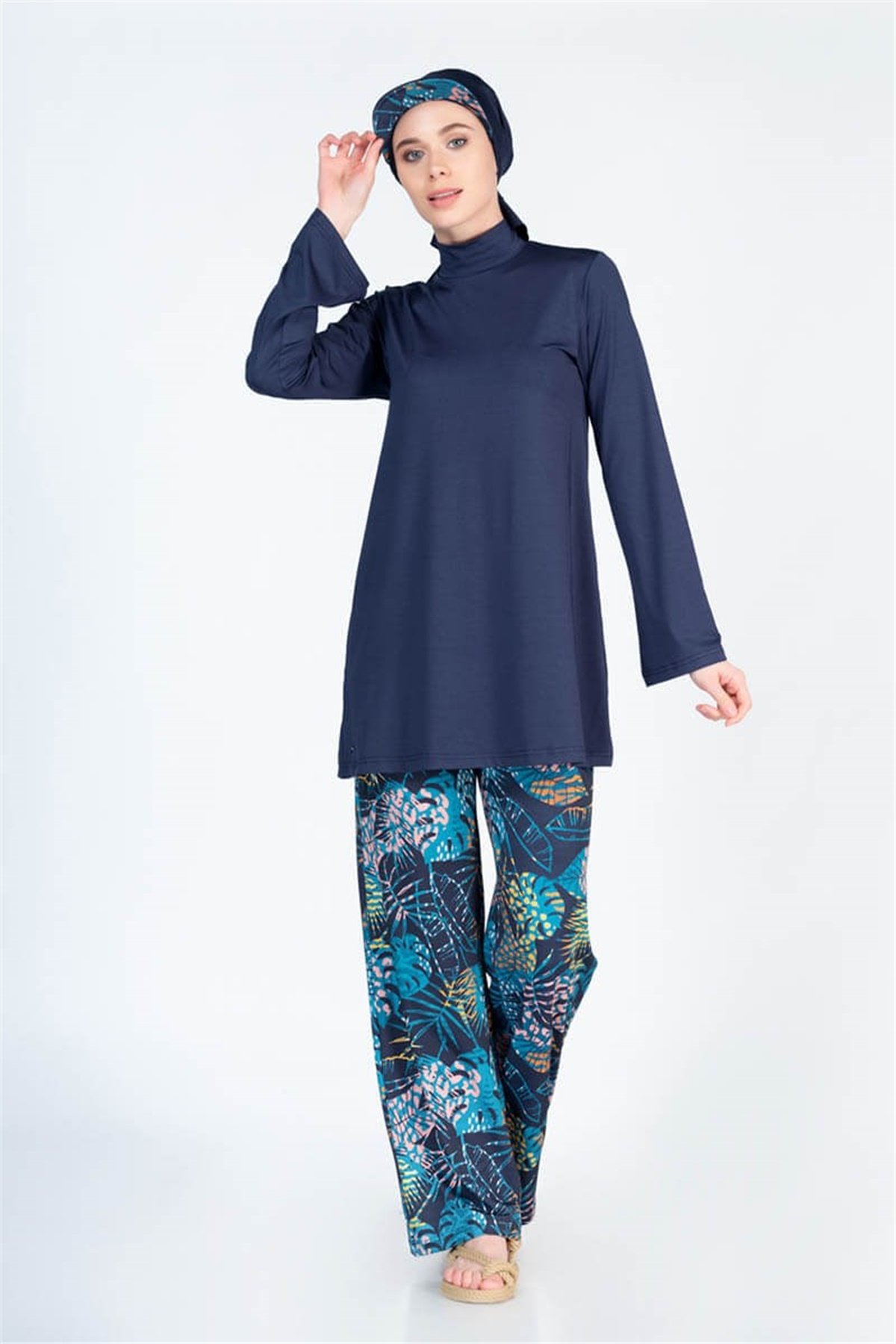 Bol Taytlı Likralı Tam Tesettür Mayo ALS3451 Lacivert