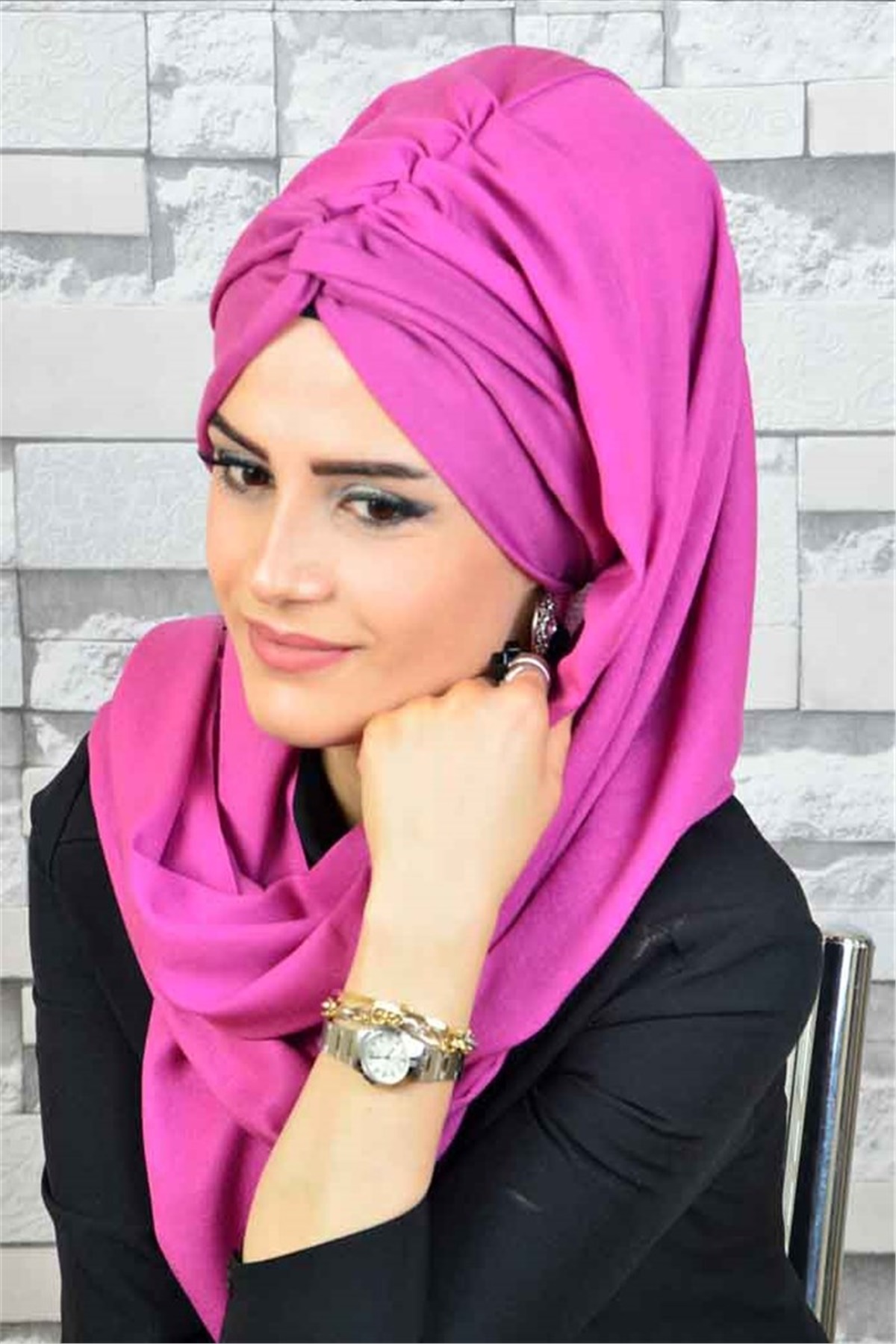 Burgu Gül Kurusu Bandana Hazır Şal BND3025