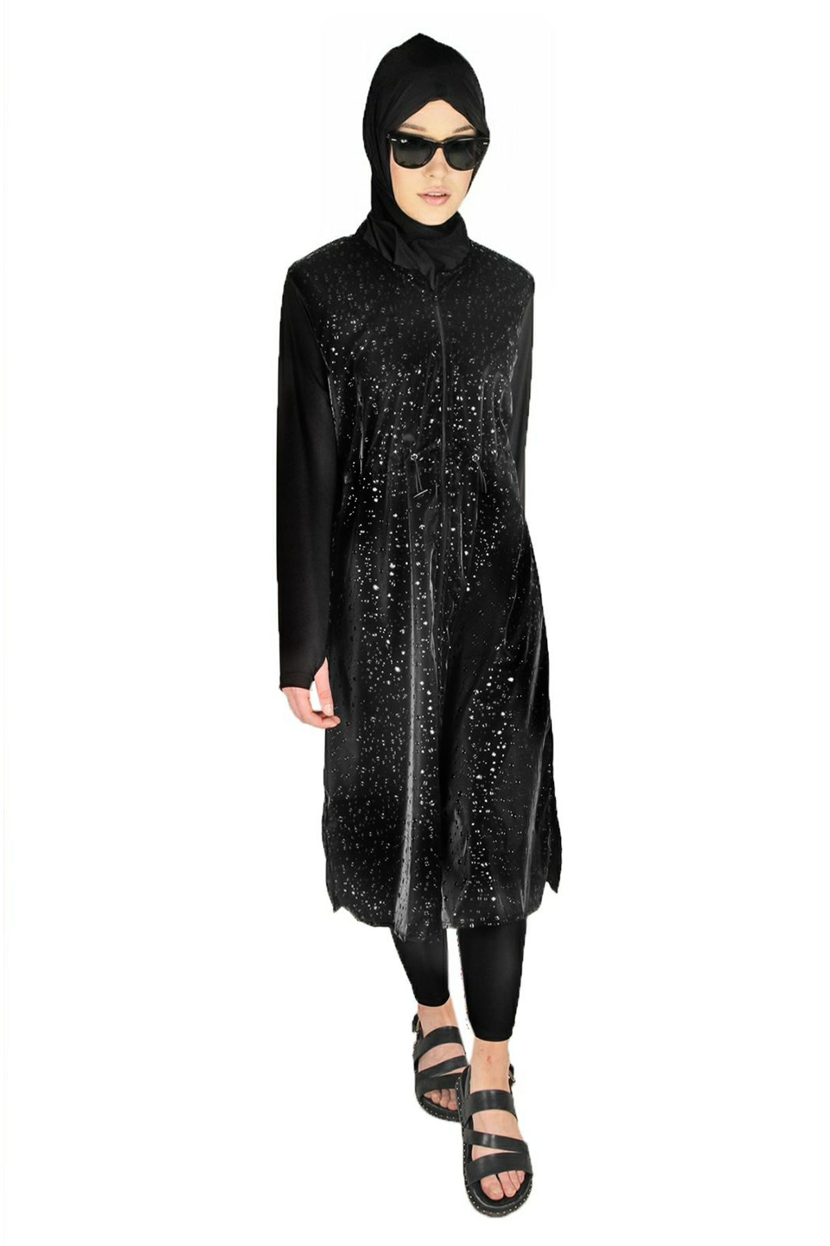 Büyük Beden  1. Kalite Veros Water Droplets Uzun Tesettür Mayo