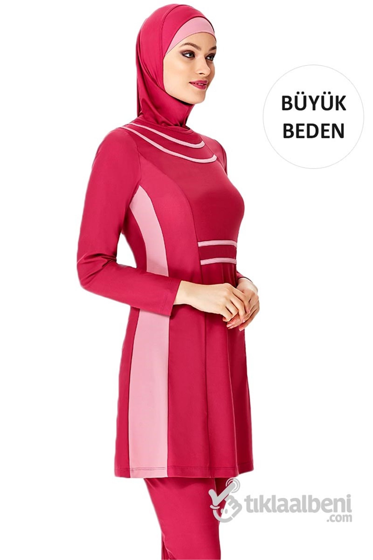 Büyük Beden Esnek Tam Tesettür Mayo Adasea 614043 Mürdüm