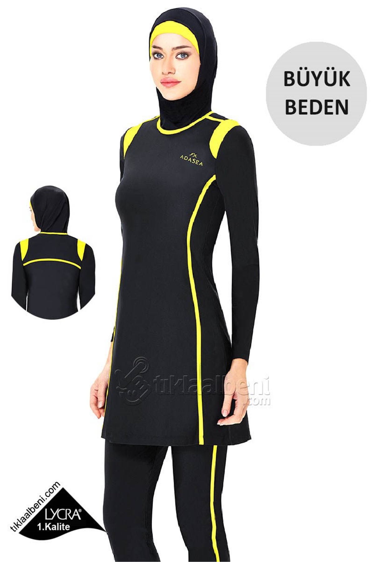 Büyük Beden Full Likralı Tam tesettür Mayo, Haşema Adasea B-4024