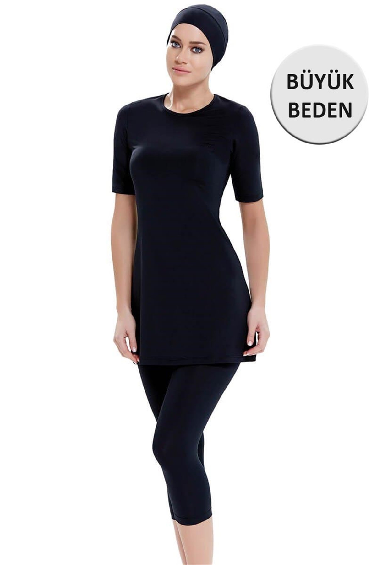 Büyük Beden Kapalı Mayo Tesmay 22098 - Siyah