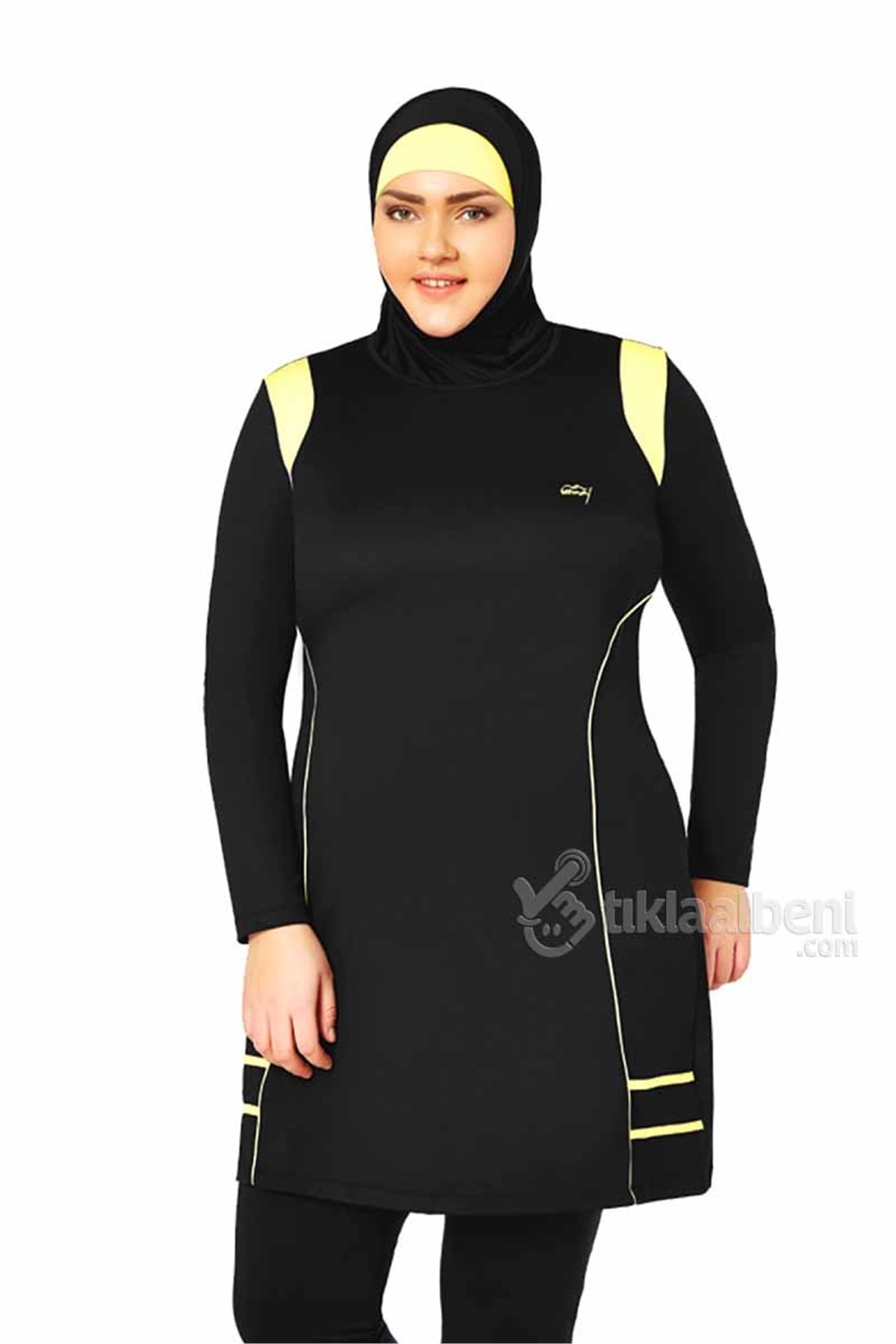 Büyük Beden Tam Kapalı Tesettür Mayo Tesmay 220133 Siyah