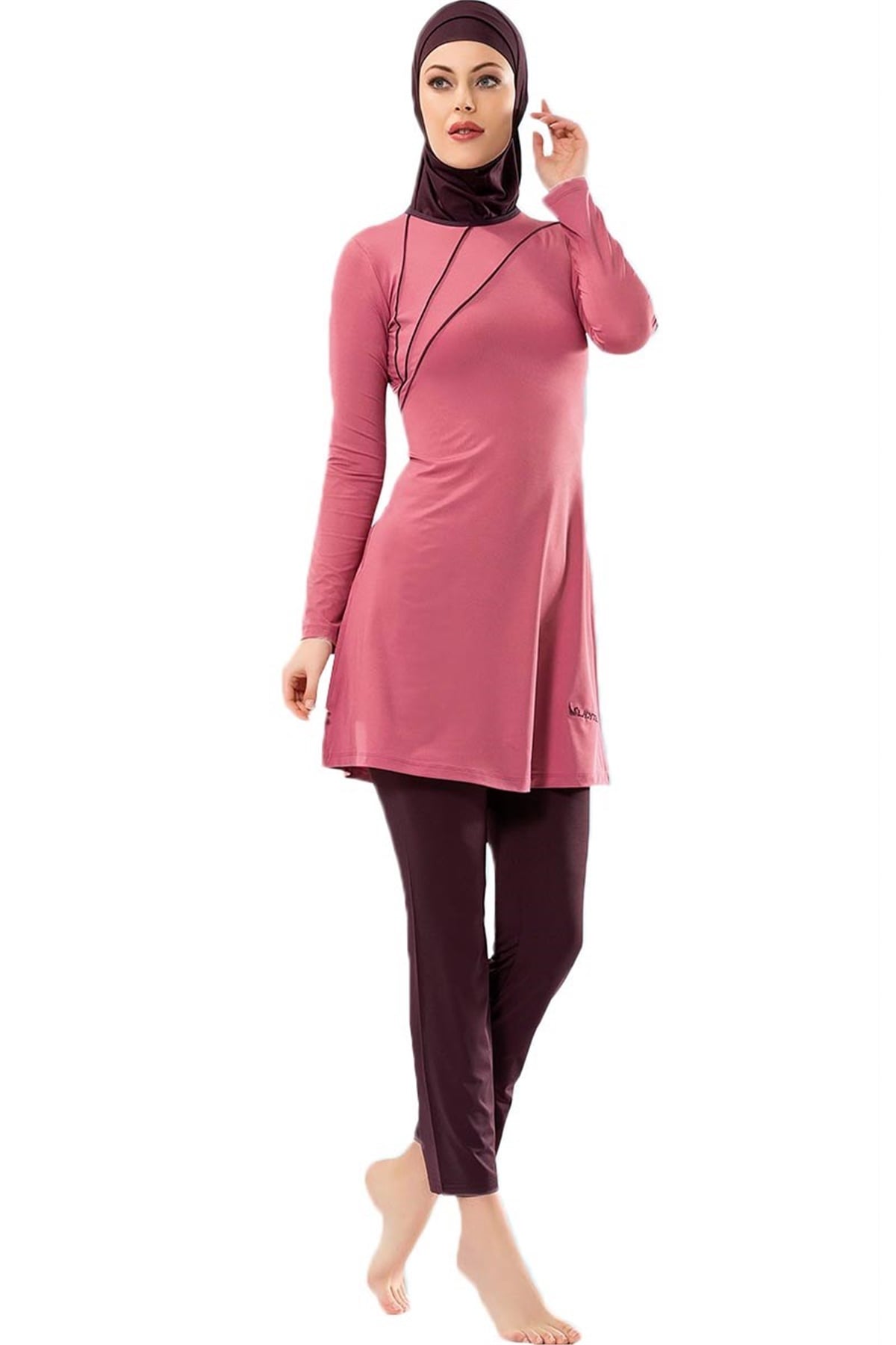 Büyük Beden Tam Tesettür Mayo Ladytes 174835 Gül Kurusu