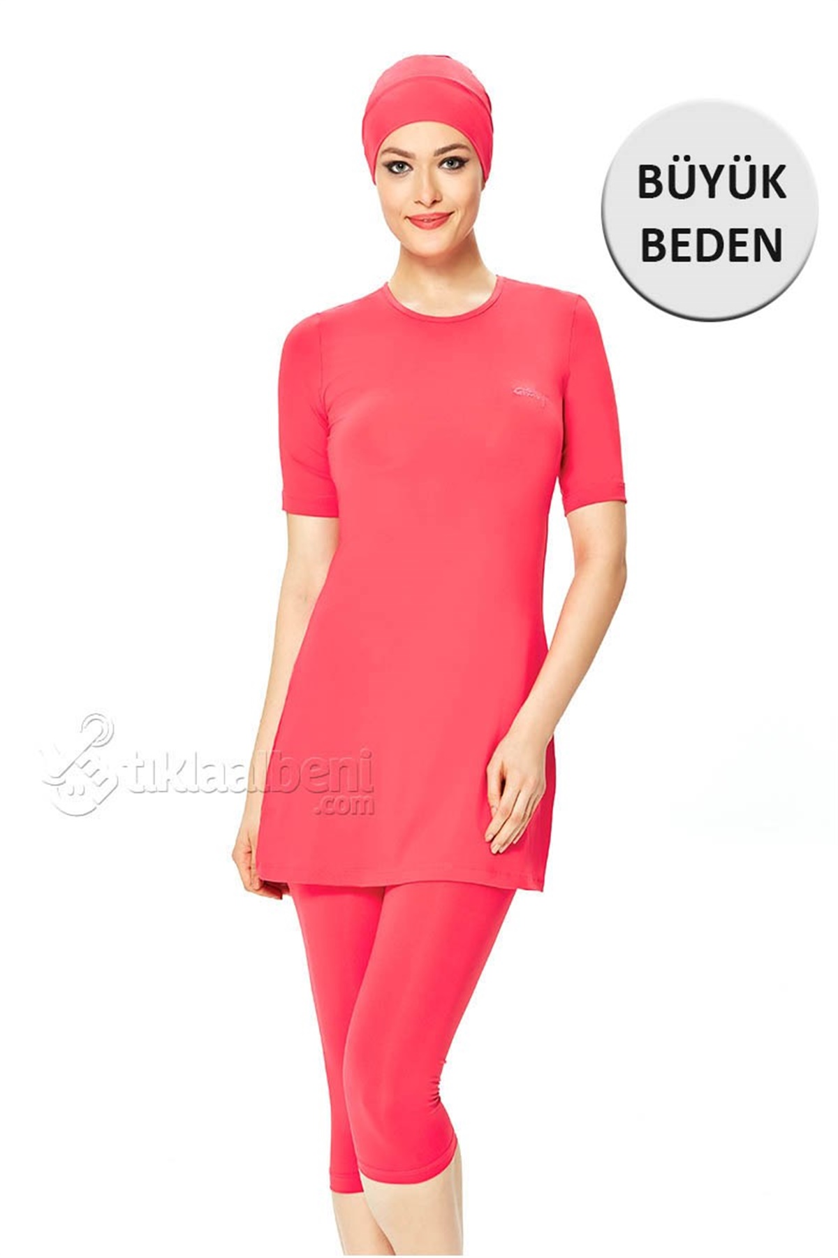 Büyük Beden Yarım Kapalı Mayo Tesmay 22098 - Mercan