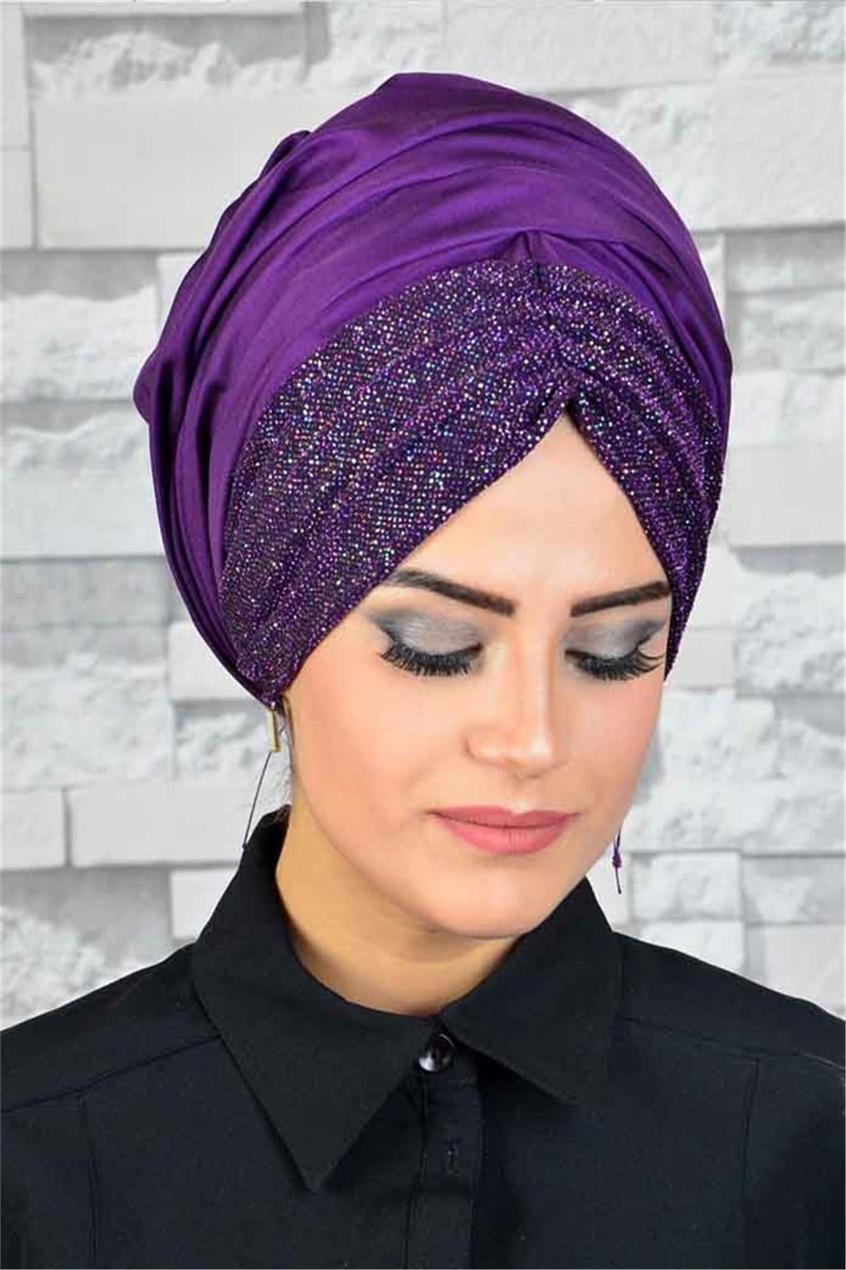 Büzgülü Mor Bandana Pratik Şal BND6047