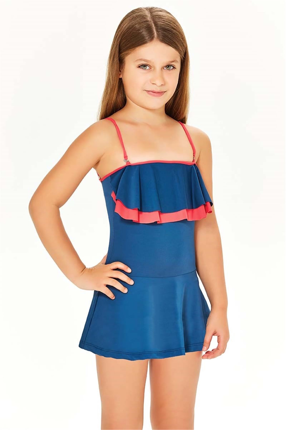 Candy Askılı Kız Çocuk Elbise Mayo Adasea 1505048 Açık Lacivert