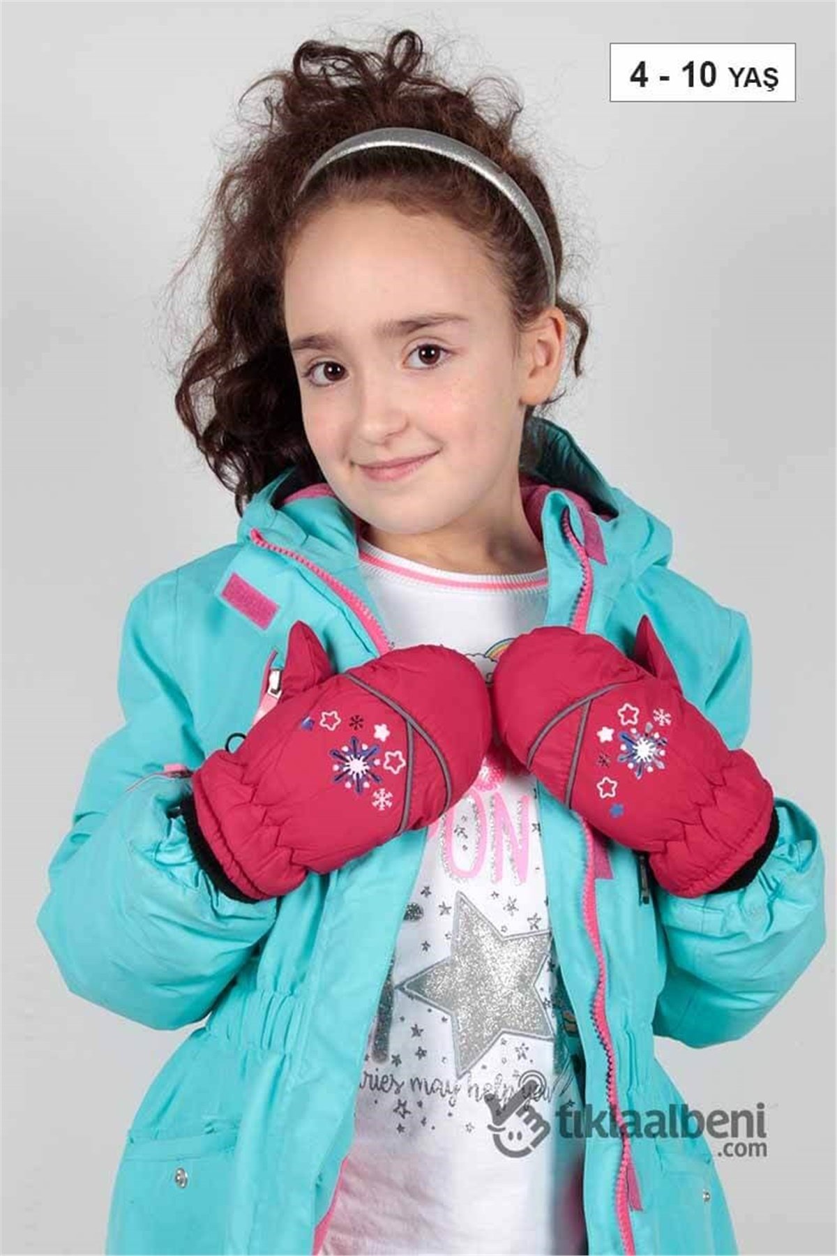 Çocuk Kar Eldiveni Kız Çocukları İçin B-814 Bordo