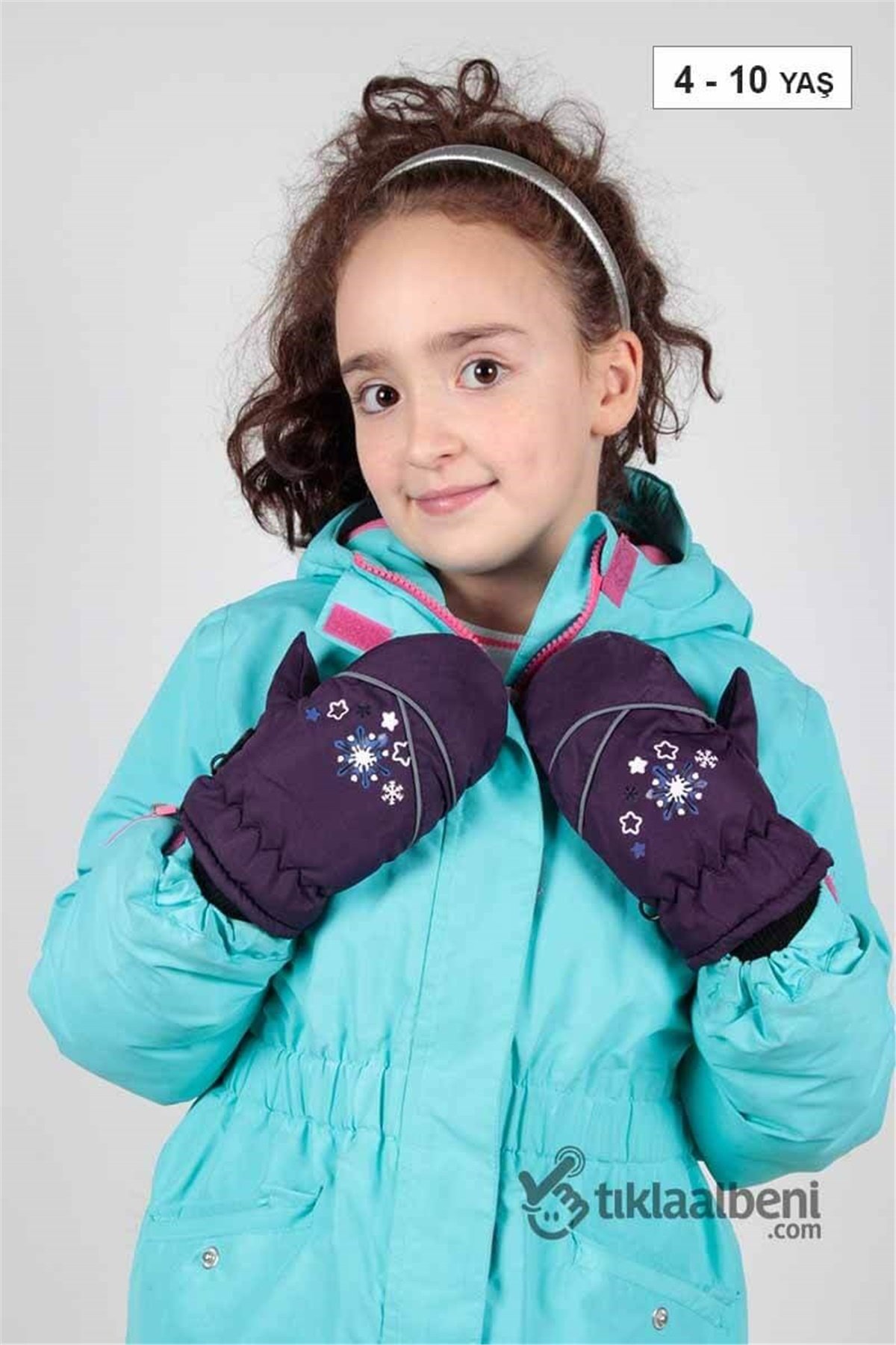 Çocuk Kar Eldiveni Kız Çocukları İçin B-814 Mor