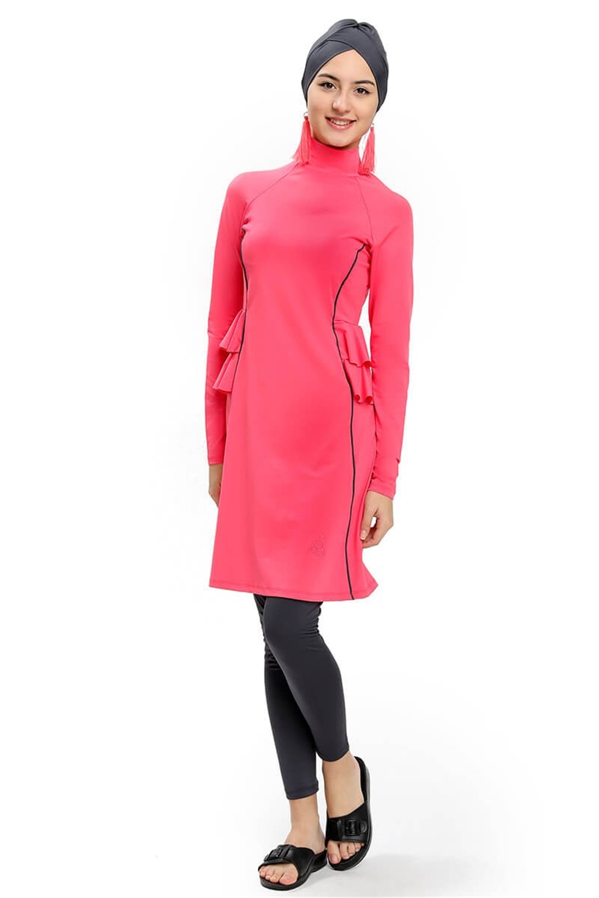 Deniz Kızı Tasarım Genç Tesettür Mayo 190661 Mercan