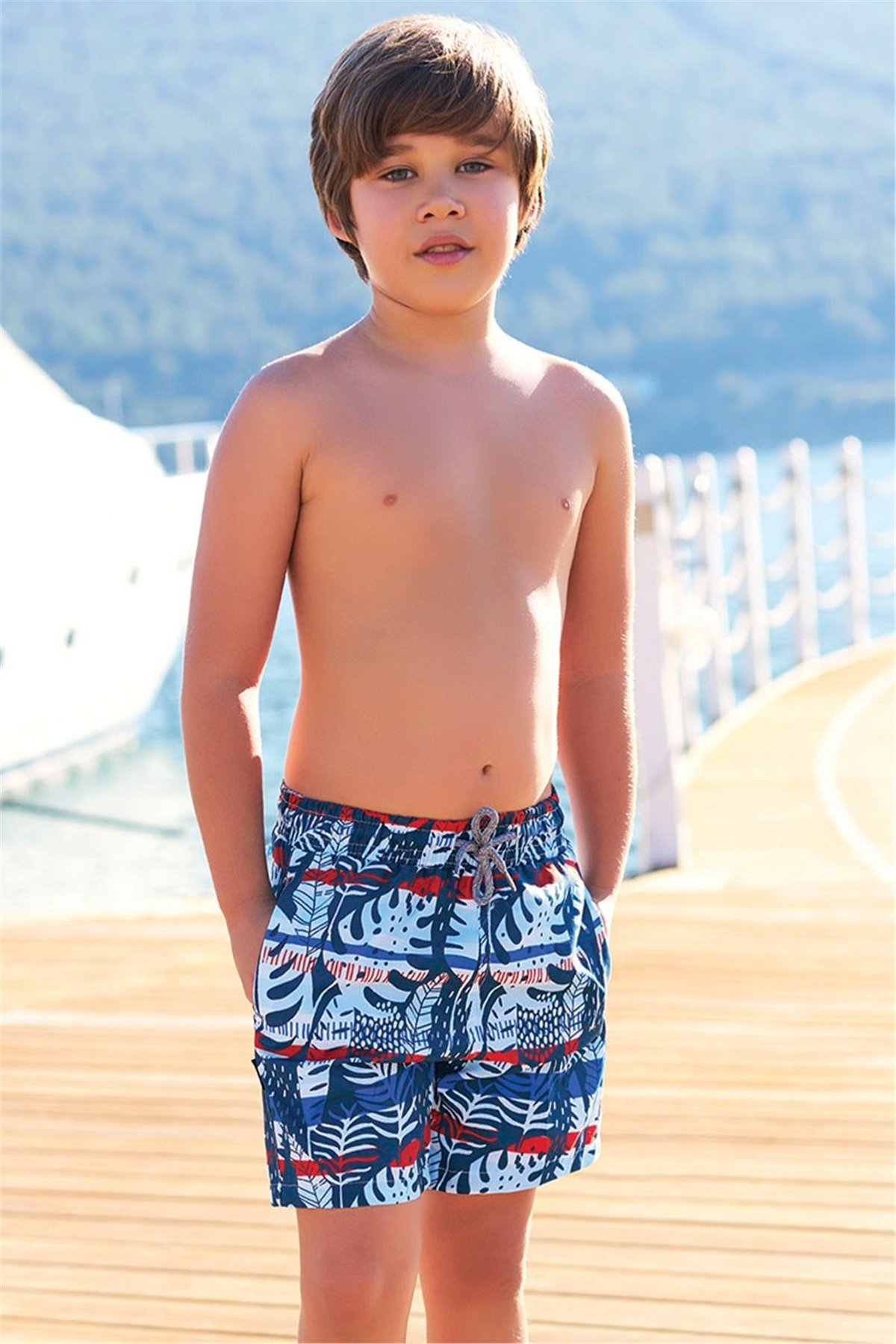 Desenli Erkek Çocuk Deniz Şortu G1119