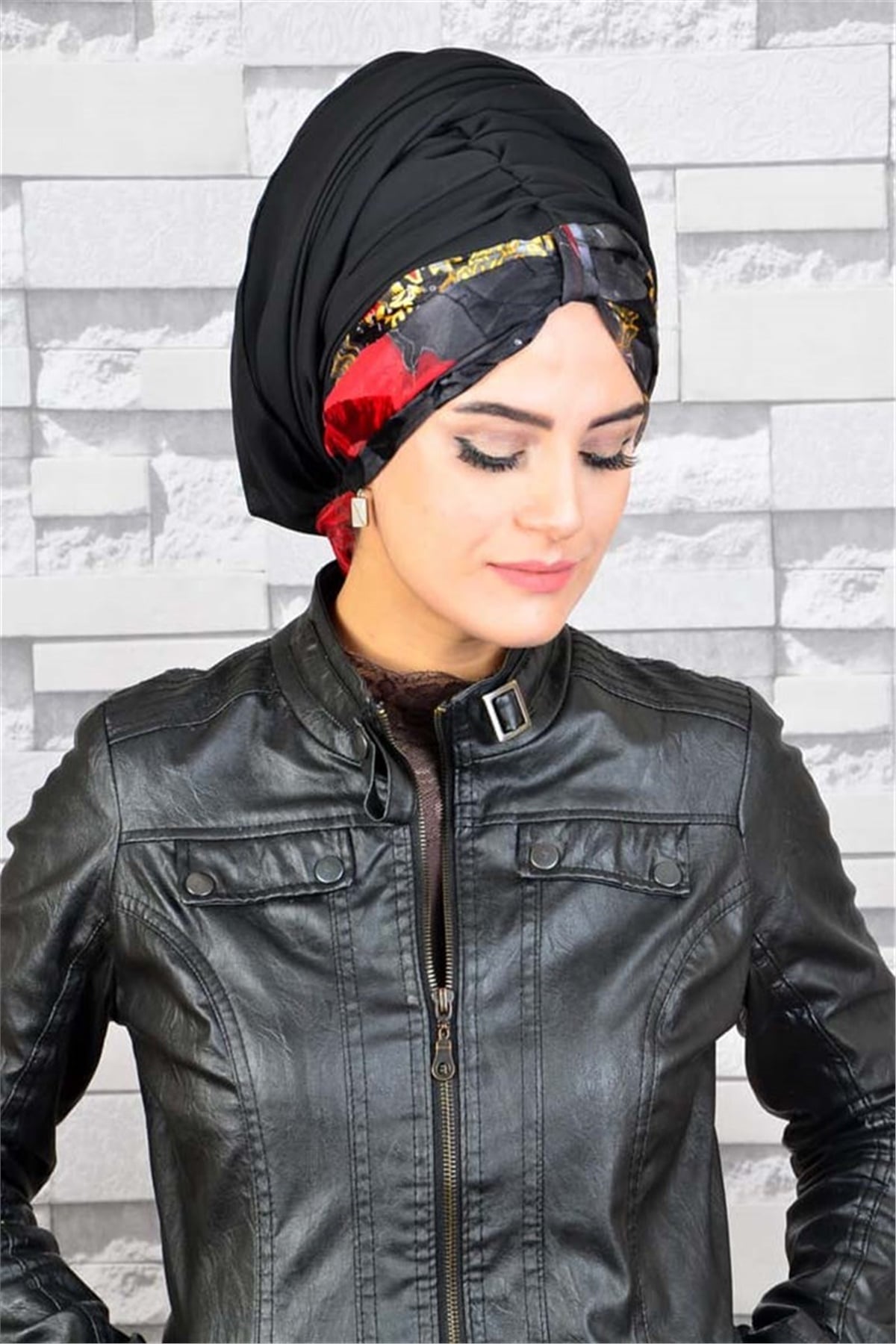 Desenli Şifon Bandana Pratik Hazır bone Şal BND031