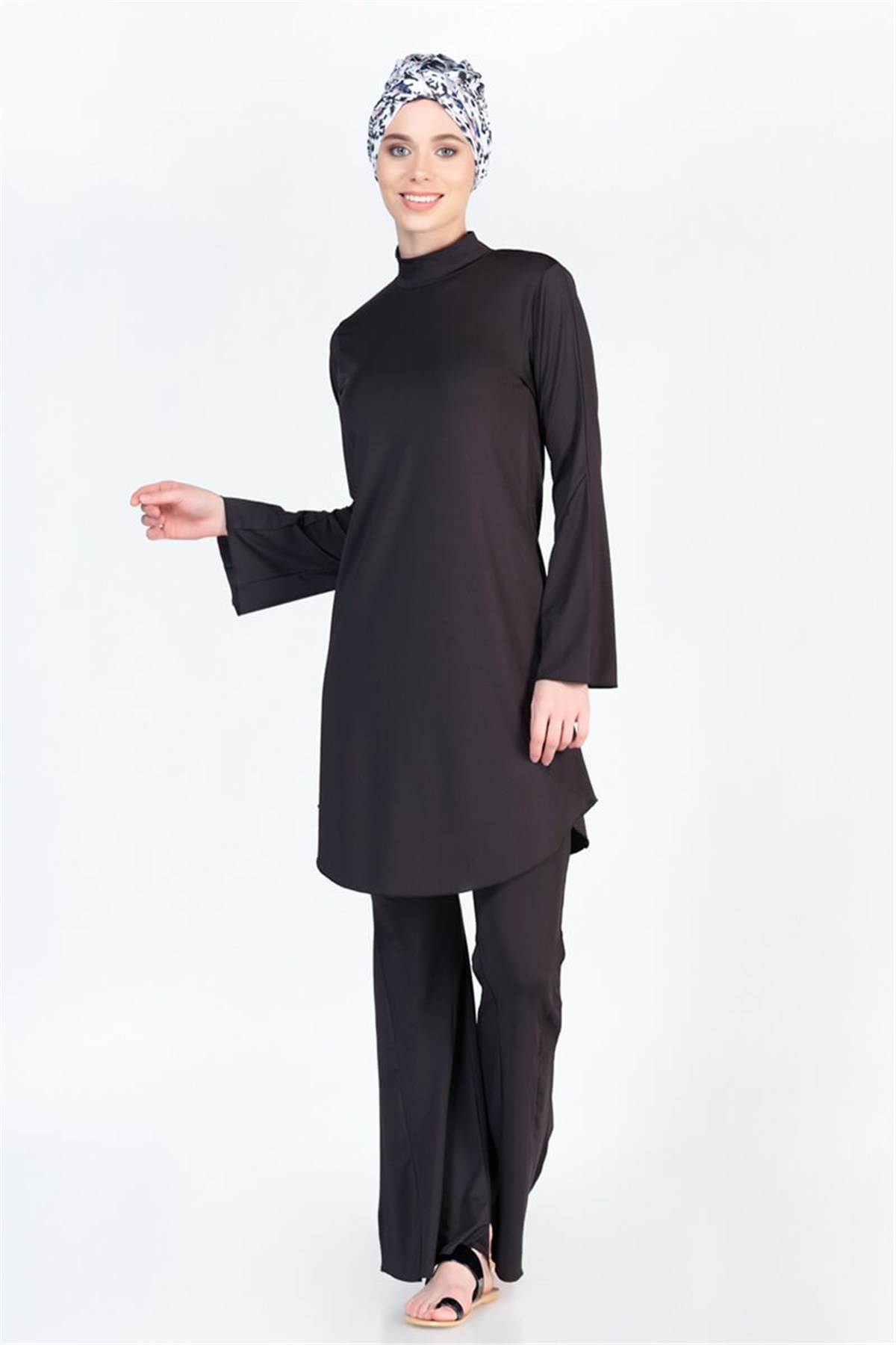 Düz İspanyol Paça Likralı Tesettür Mayo ALS3541 Siyah