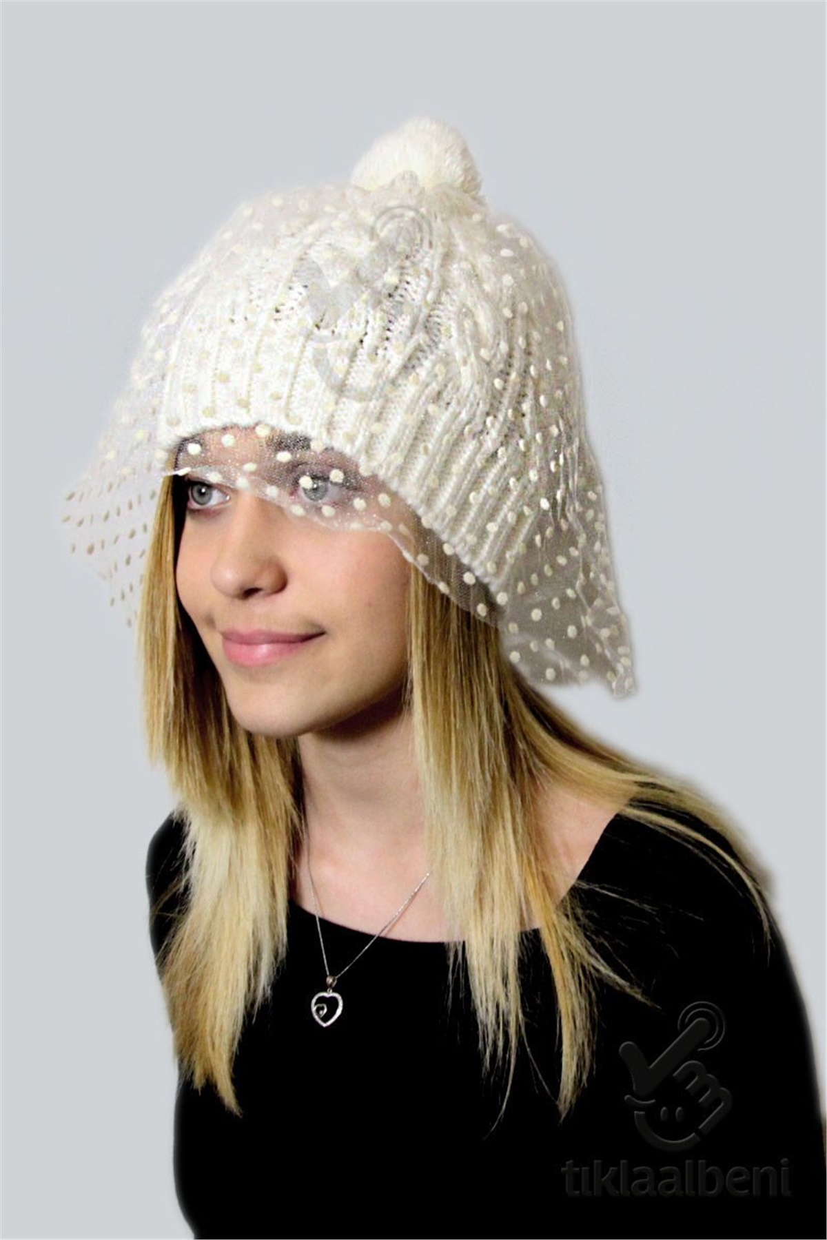 Tüllü Ponponlu Tülü Seyyar Bere - Fonem 12345 - Ekru