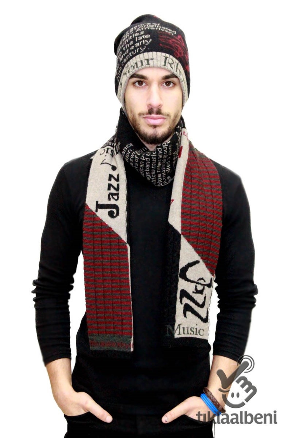 Jazz Music Erkek Tarz Atkı Bere Takım - Jazz 13560