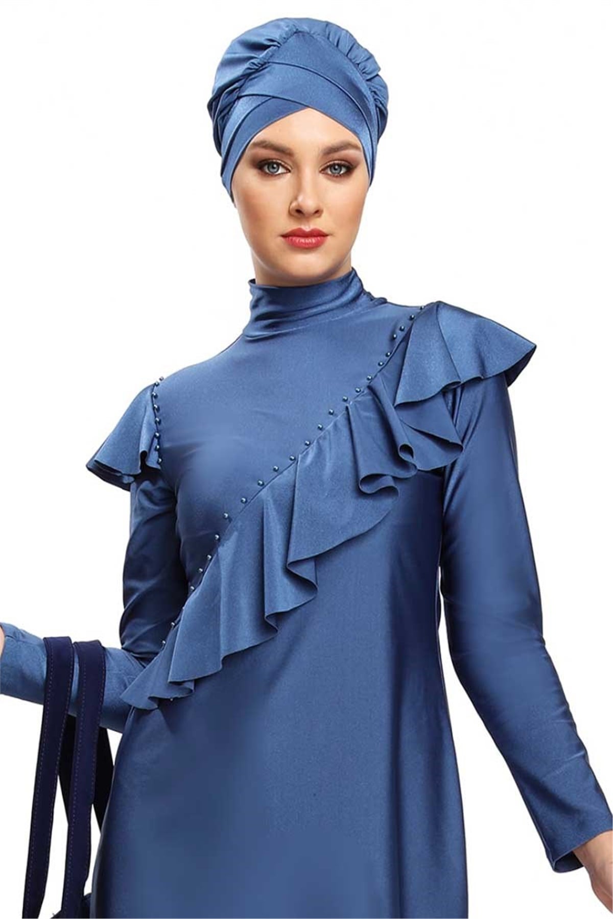 Elite Serisi Loreen Tasarım Tesettür Mayo 194131 Mavi