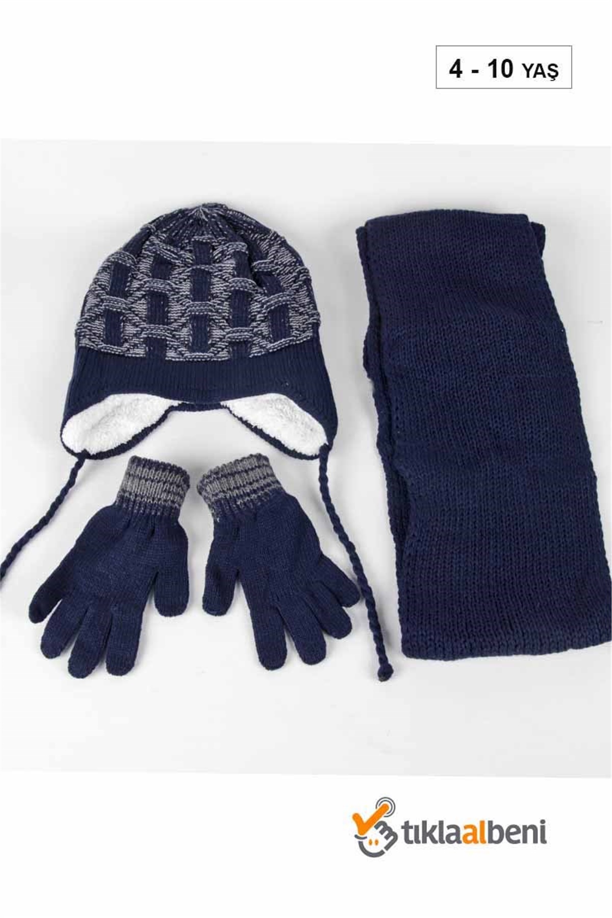 Erkek Çocuk Bere Boyunluk Eldiven Takım 4 - 10 Yaş SV-55603