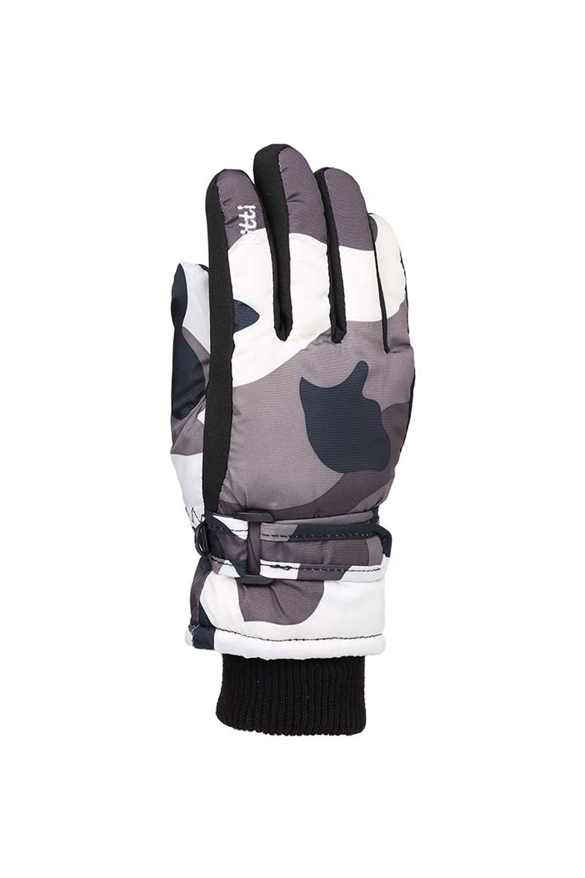 Erkek Çocuk Kamuflaj Desenli Gri Kar Eldiveni 4-8 Yaş - KR421-7