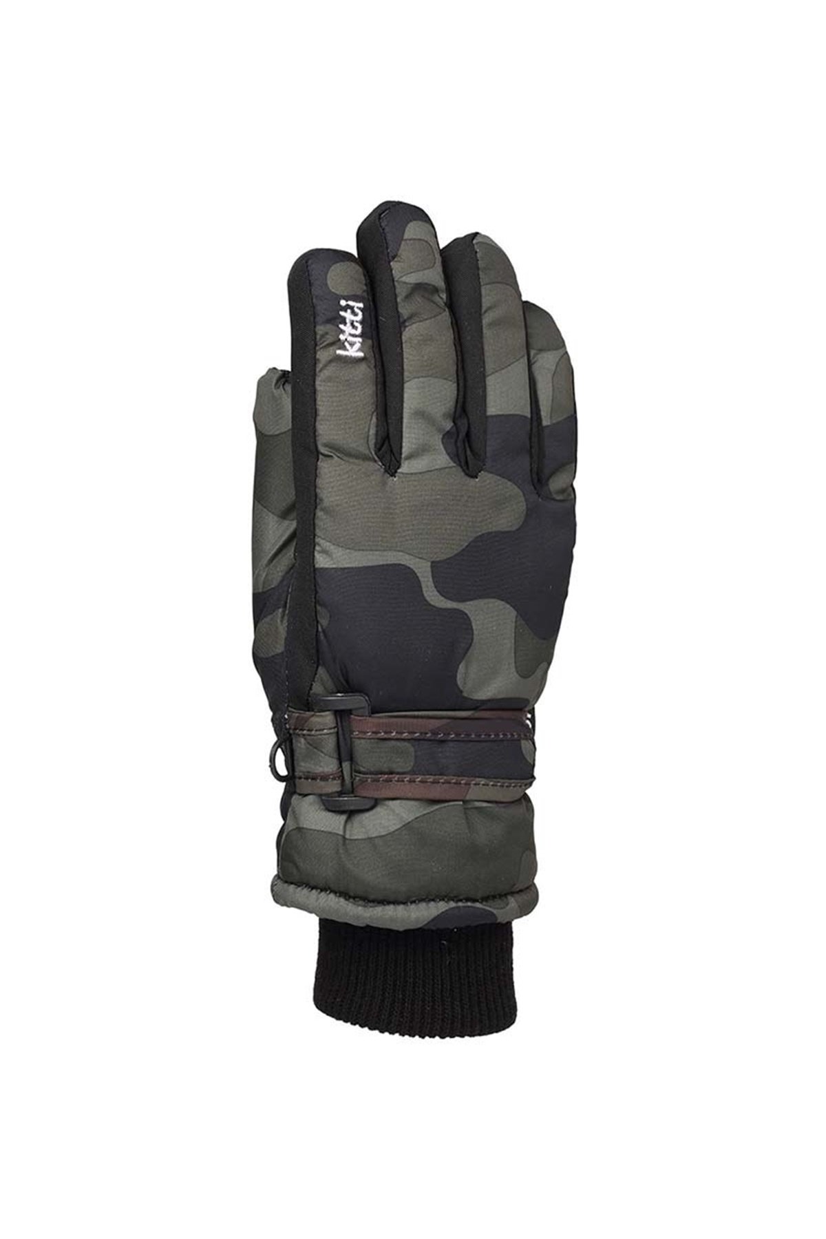 Erkek Çocuk Kamuflaj Desenli Yeşil Kar Eldiveni 4-8 Yaş - KR421-7