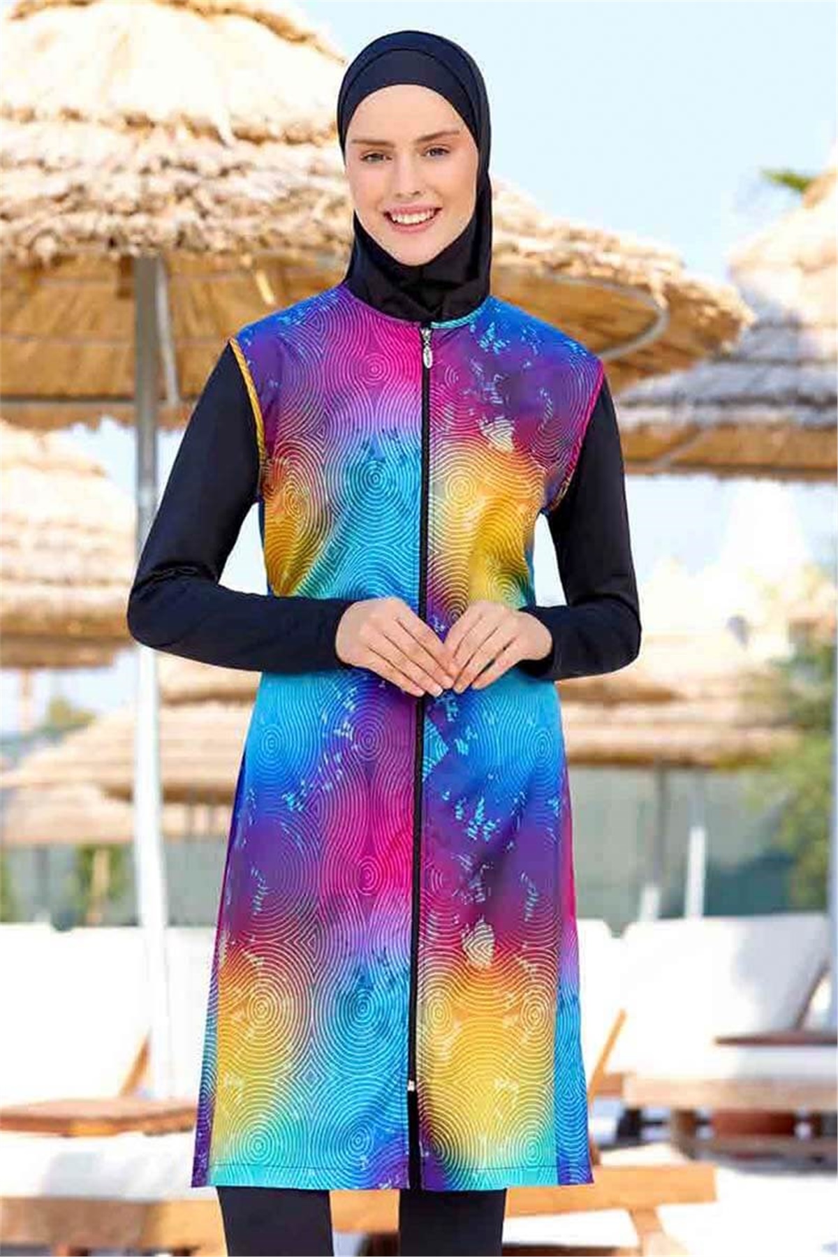 Gök Kuşağı Temalı Tesettür Mayo 00756