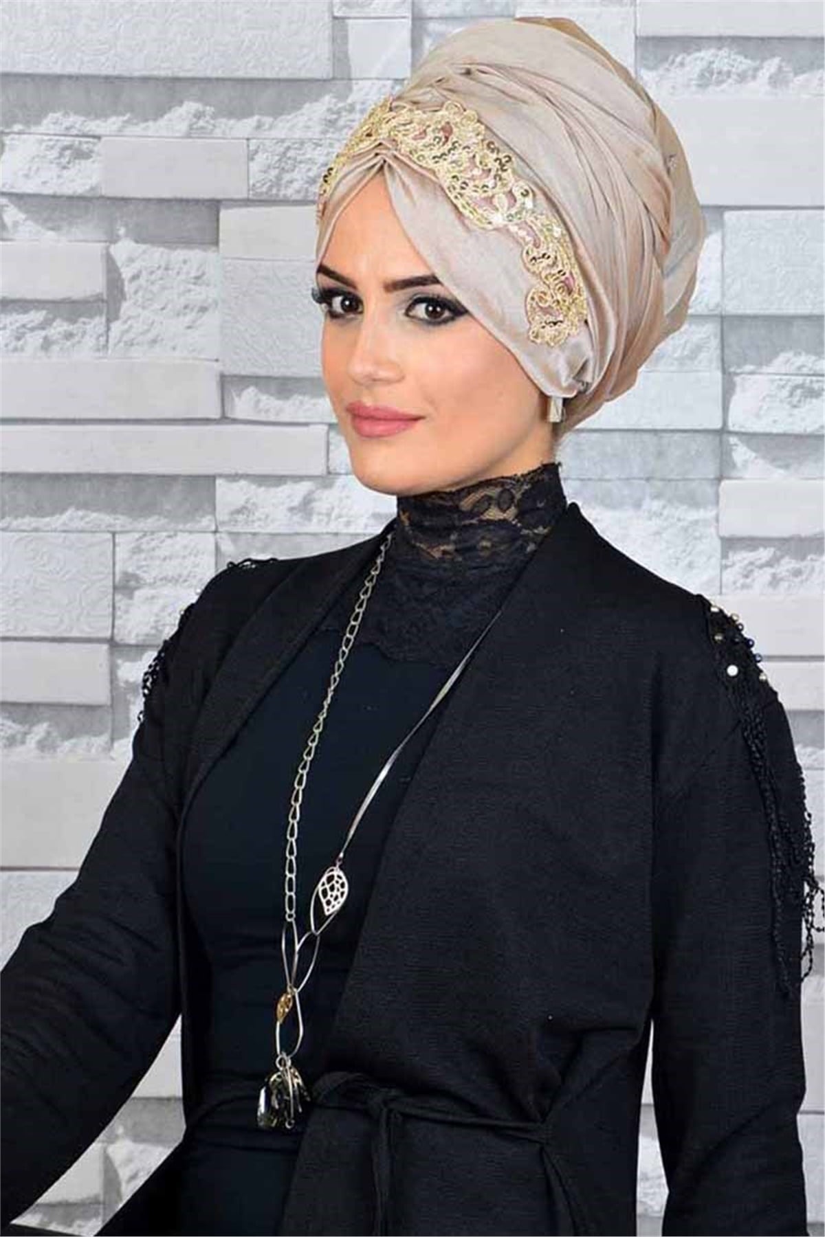 Gold Bej Bandana Pratik Şal BND6067