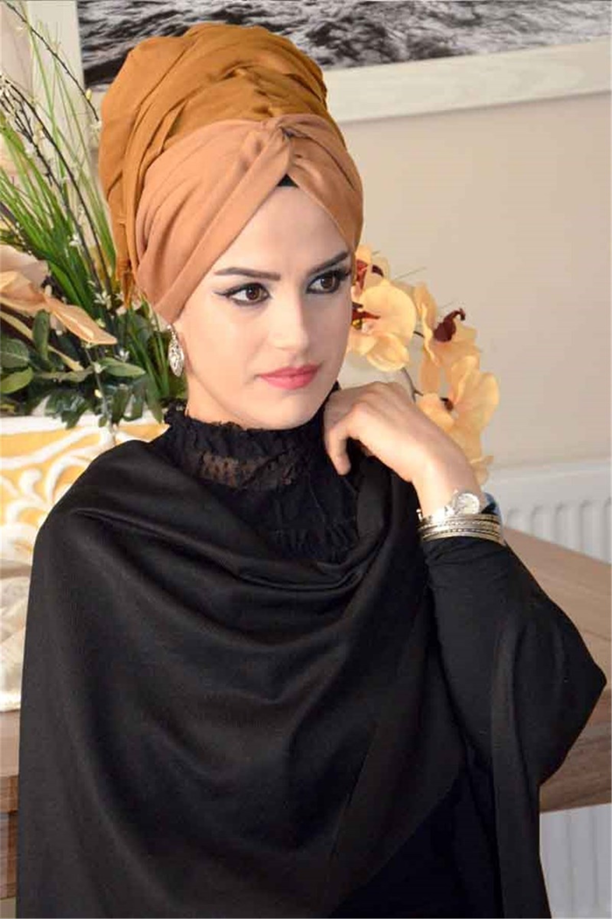 Gold Hardal Burgu Bandana Pratik Şal BND3012
