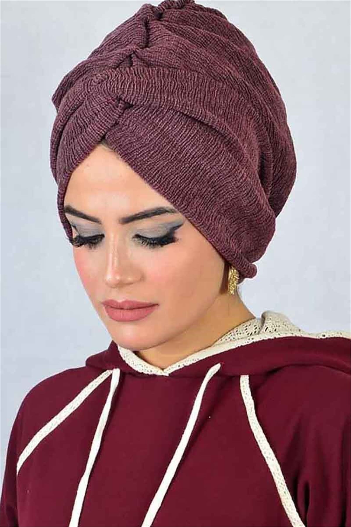 Gül Kurusu Burgulu  Bone Şal t3852