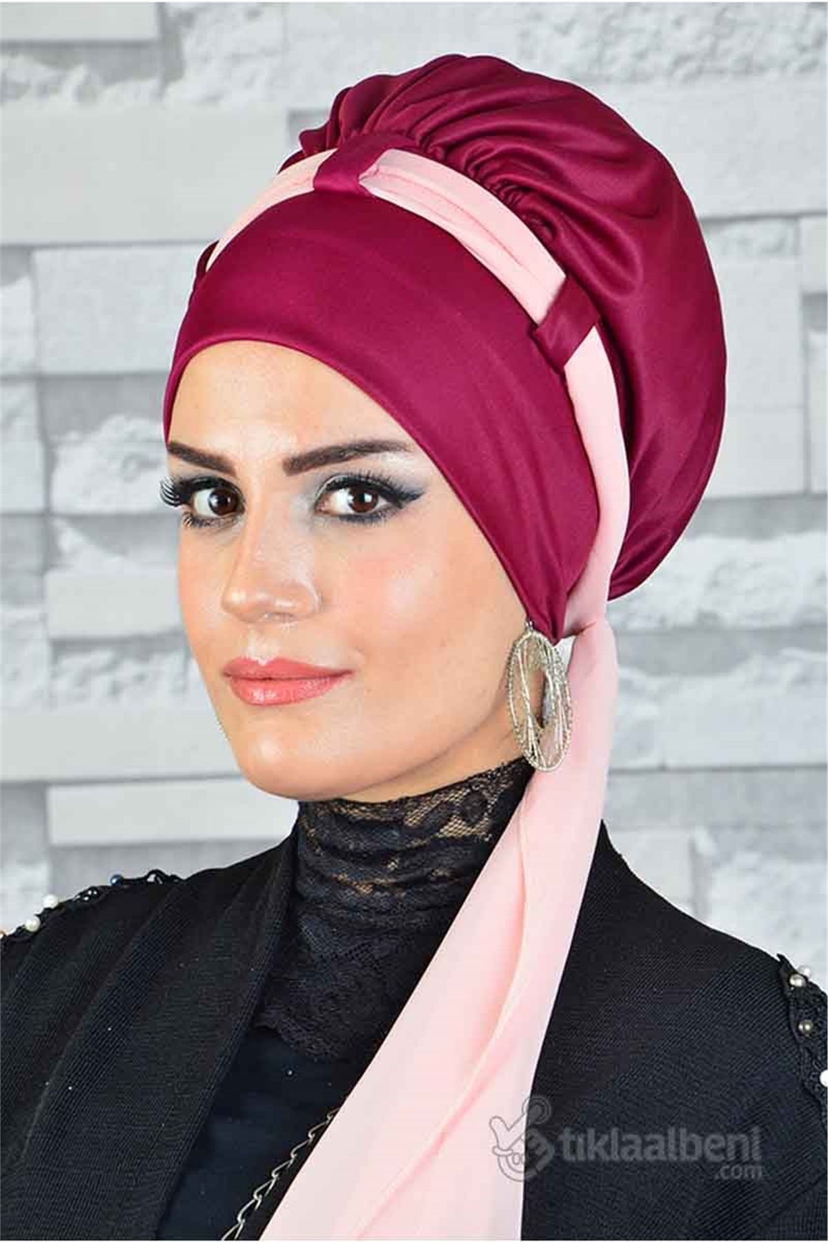 Hazır Fularlı Şarabi Somon Pratik Şal tb2008