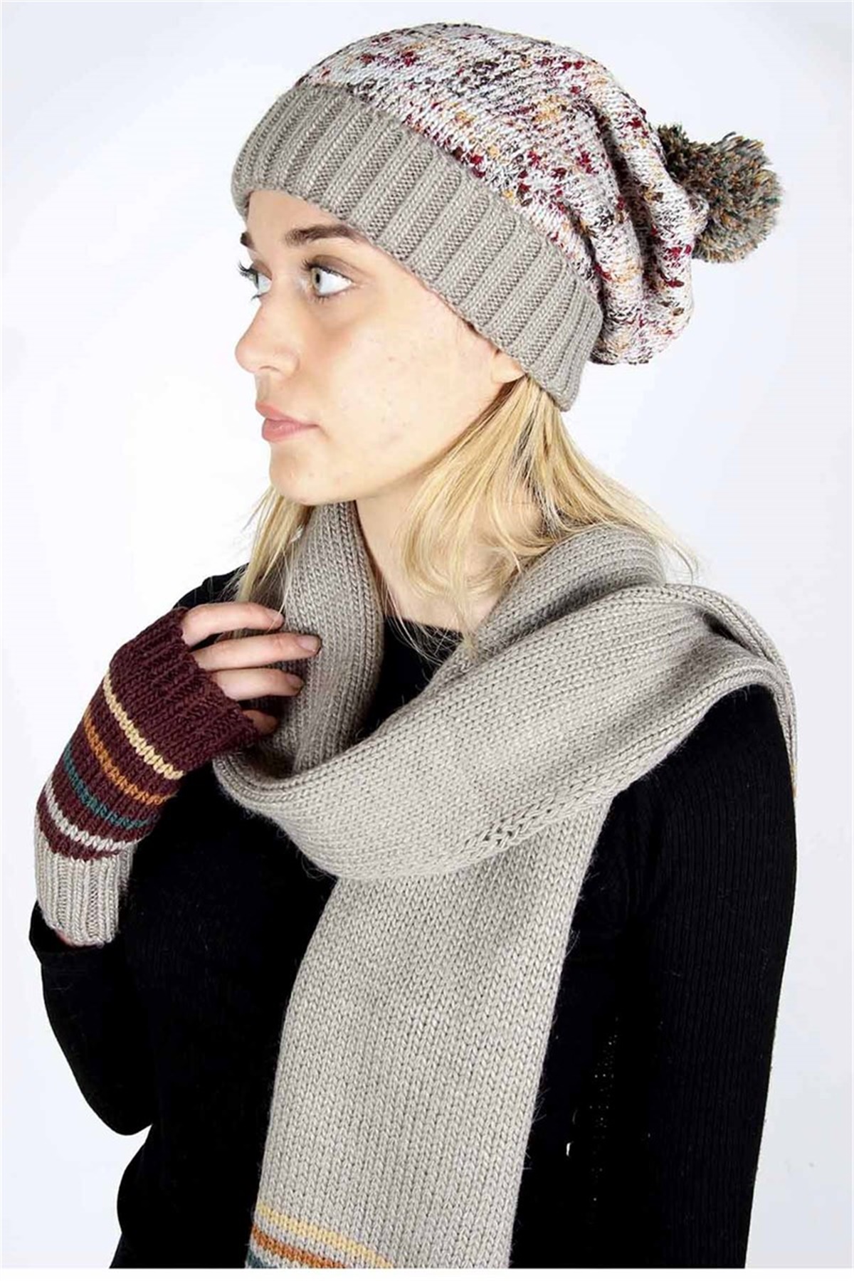 Isabelle Bej Bayan Atkı Bere Eldiven Takımı