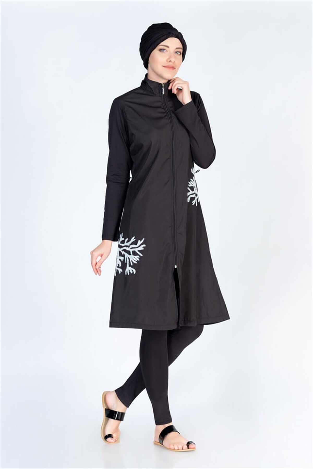 İşlemeli Jileli Tesettür Mayo ALS3661 Siyah