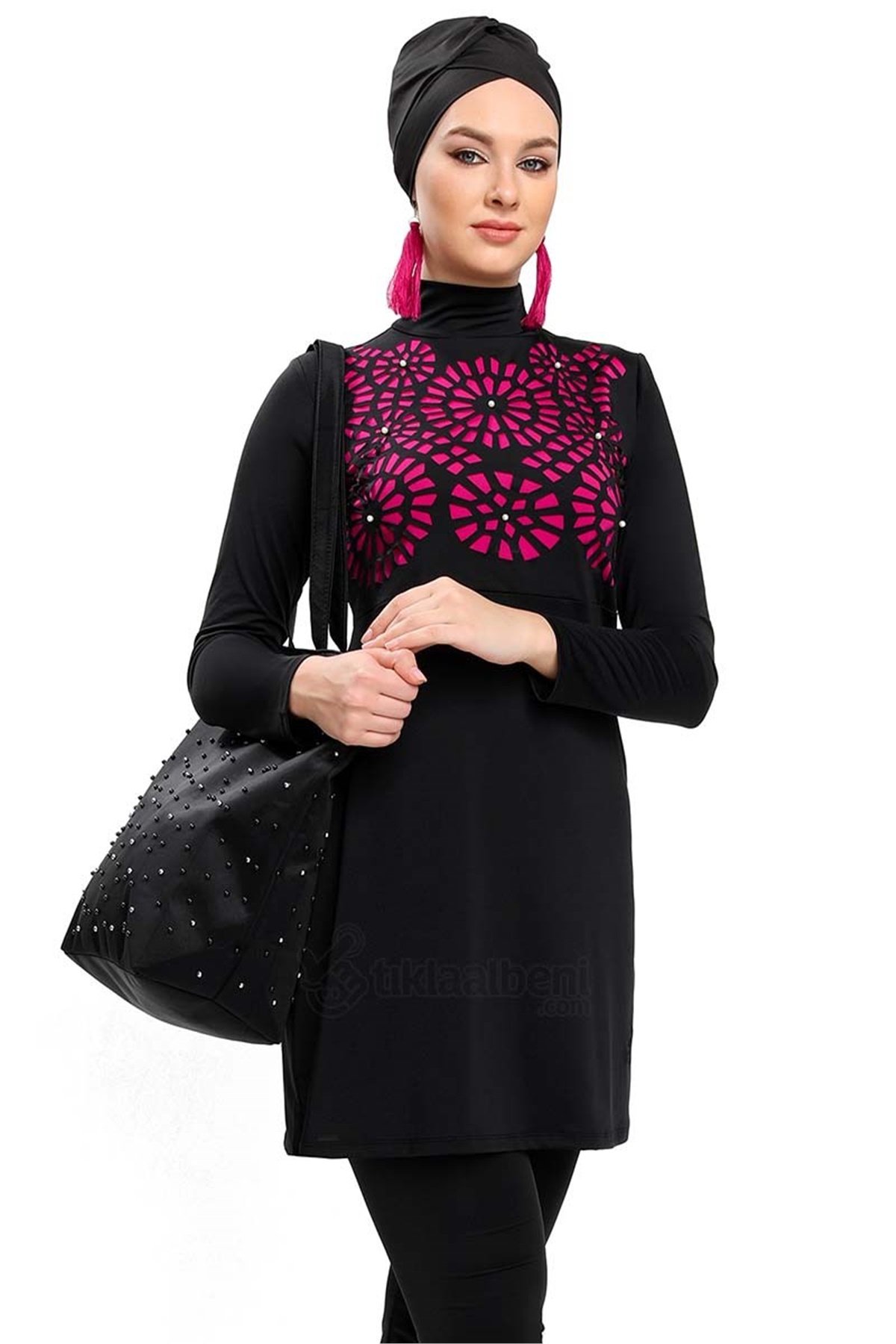 İznik Lazer Kesim Tasarım Tesettür Mayo 192101 Siyah