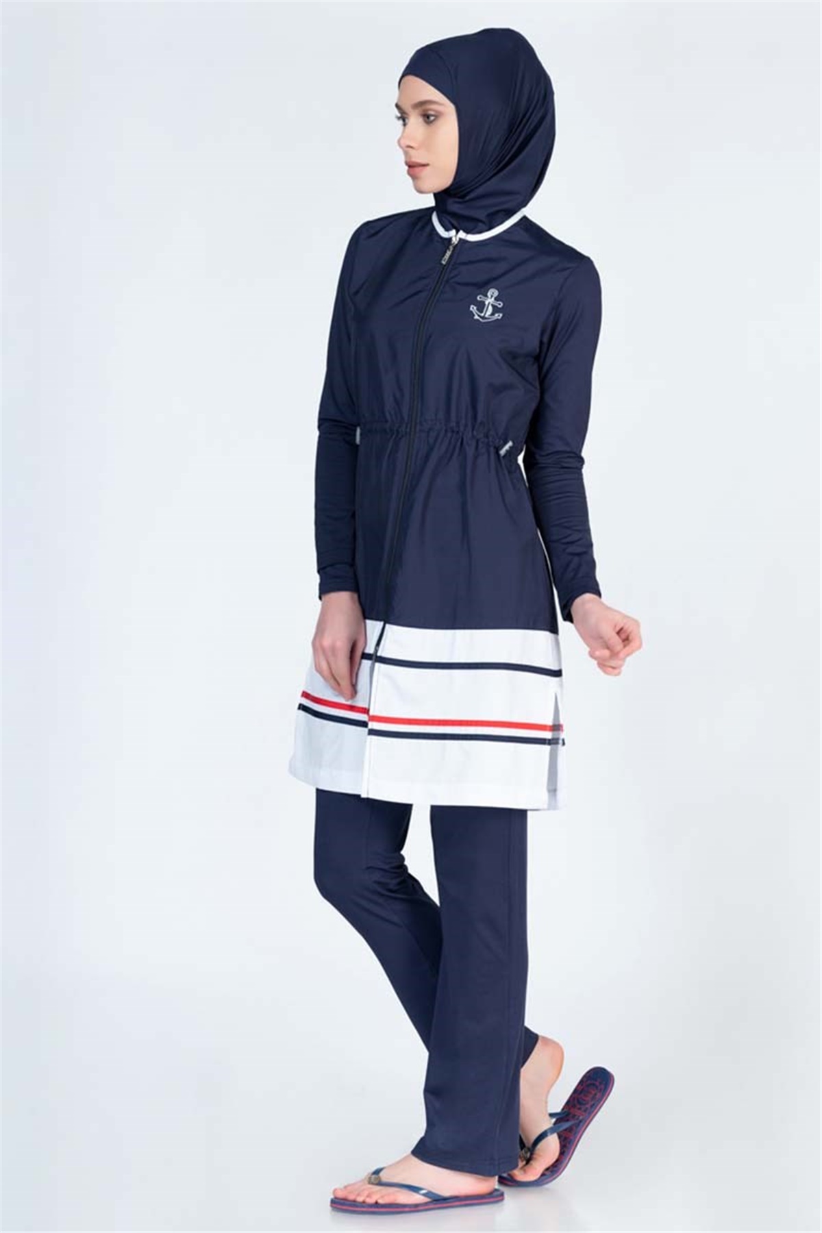 Jileli Pantolonlu Tam Tesettür Mayo ALS51277 Lacivert