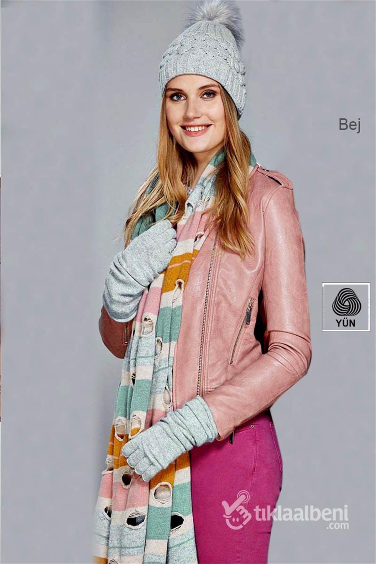 Kadın Atkı Yün Atkı Rainbow 