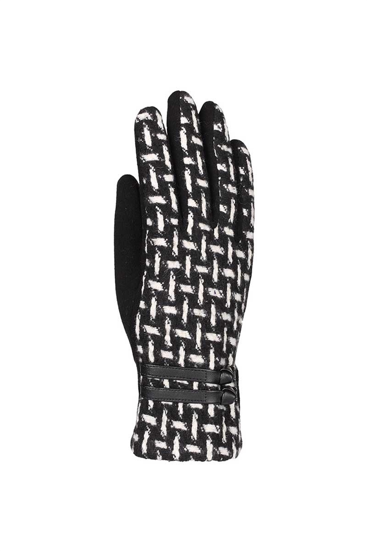 Kadın Lüx Desenli Eldiven 82501-10 - Siyah