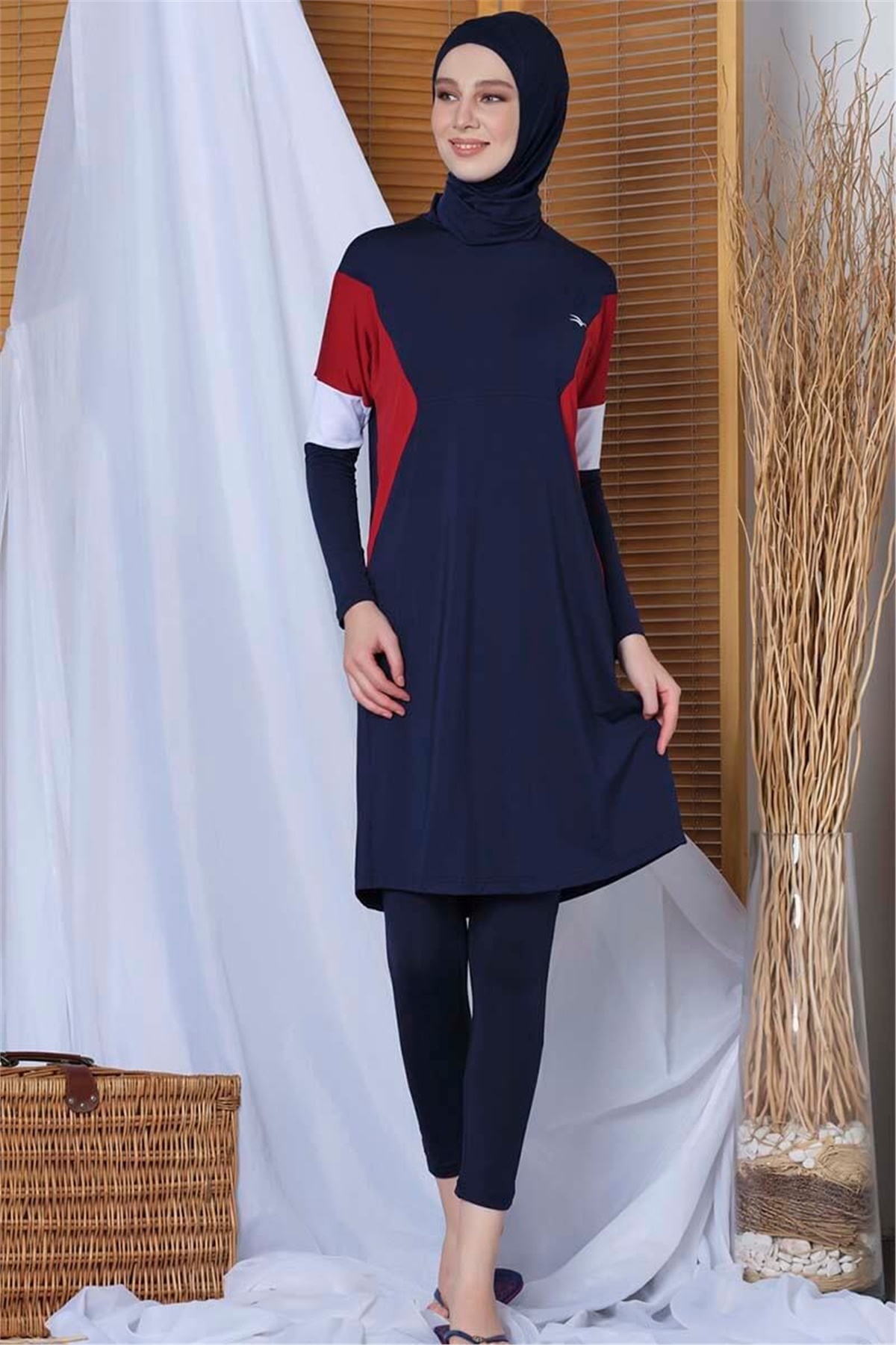 Kalilsk ve Sportif  Birleşimi Tesettür Mayo T20160 Lacivert
