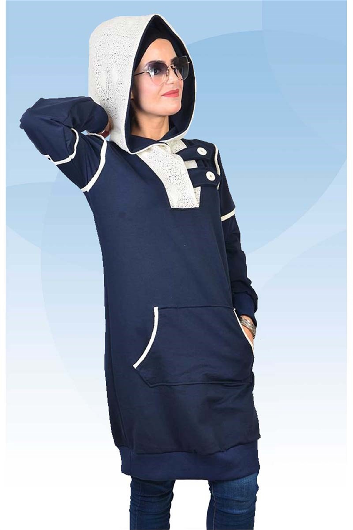 Kapuşonlu Eşofman Üstü Lacivert