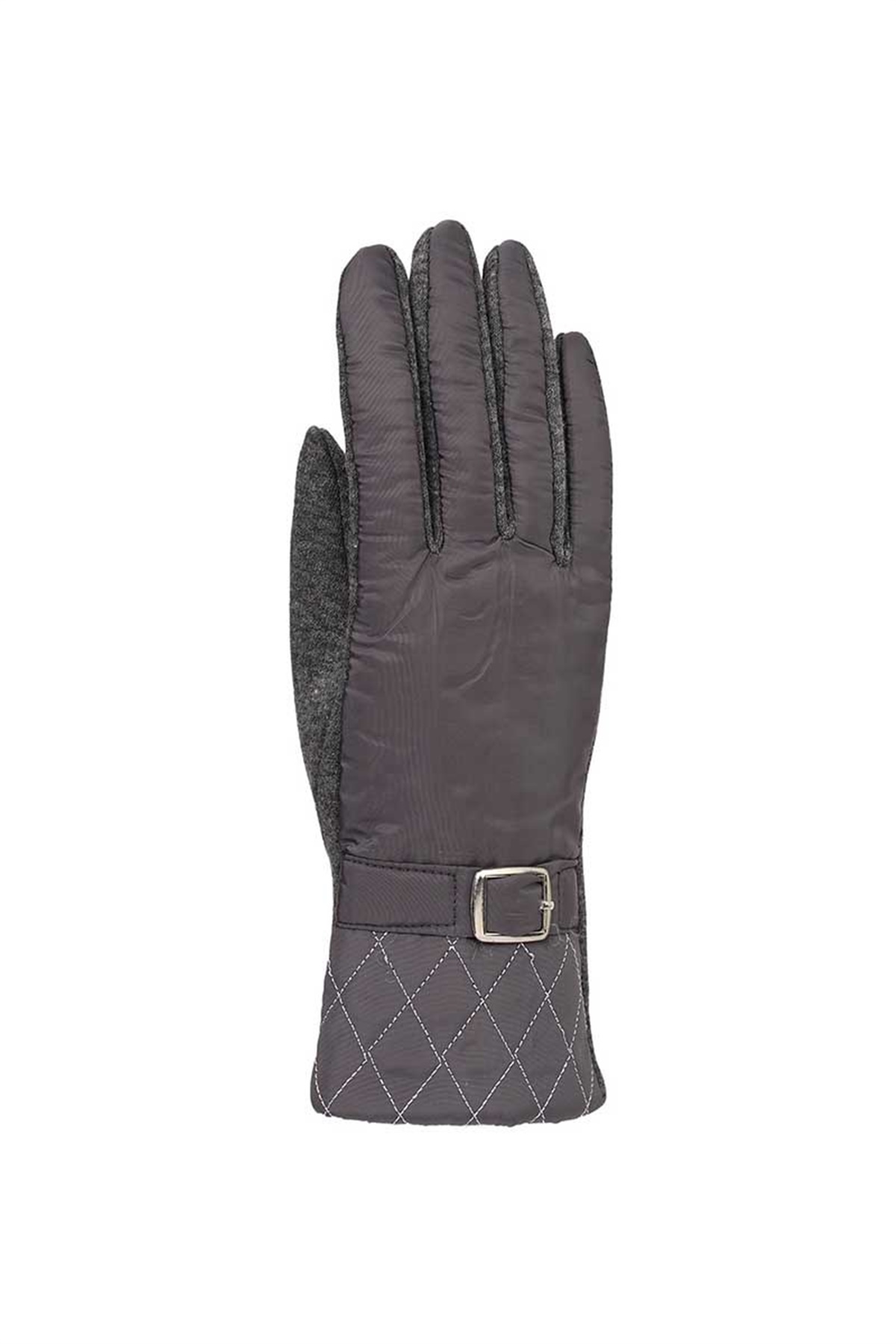 Kemerli Tarz Gri Kadın Eldiven 82301-3
