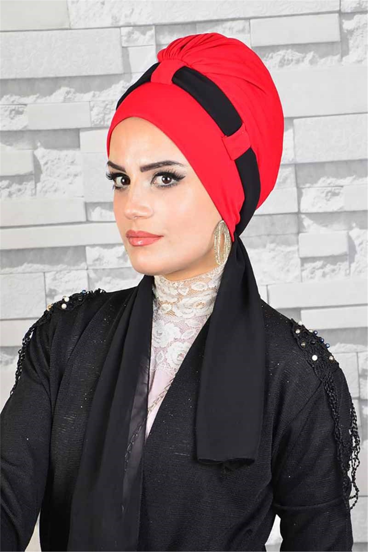 Kırmızı Pratik Fularlı Bone tb2042