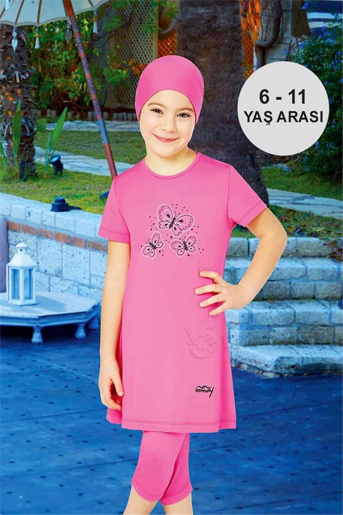 Kız Çocuk Havuz Tesettür Mayo - Adasea 120162 - Fuşya