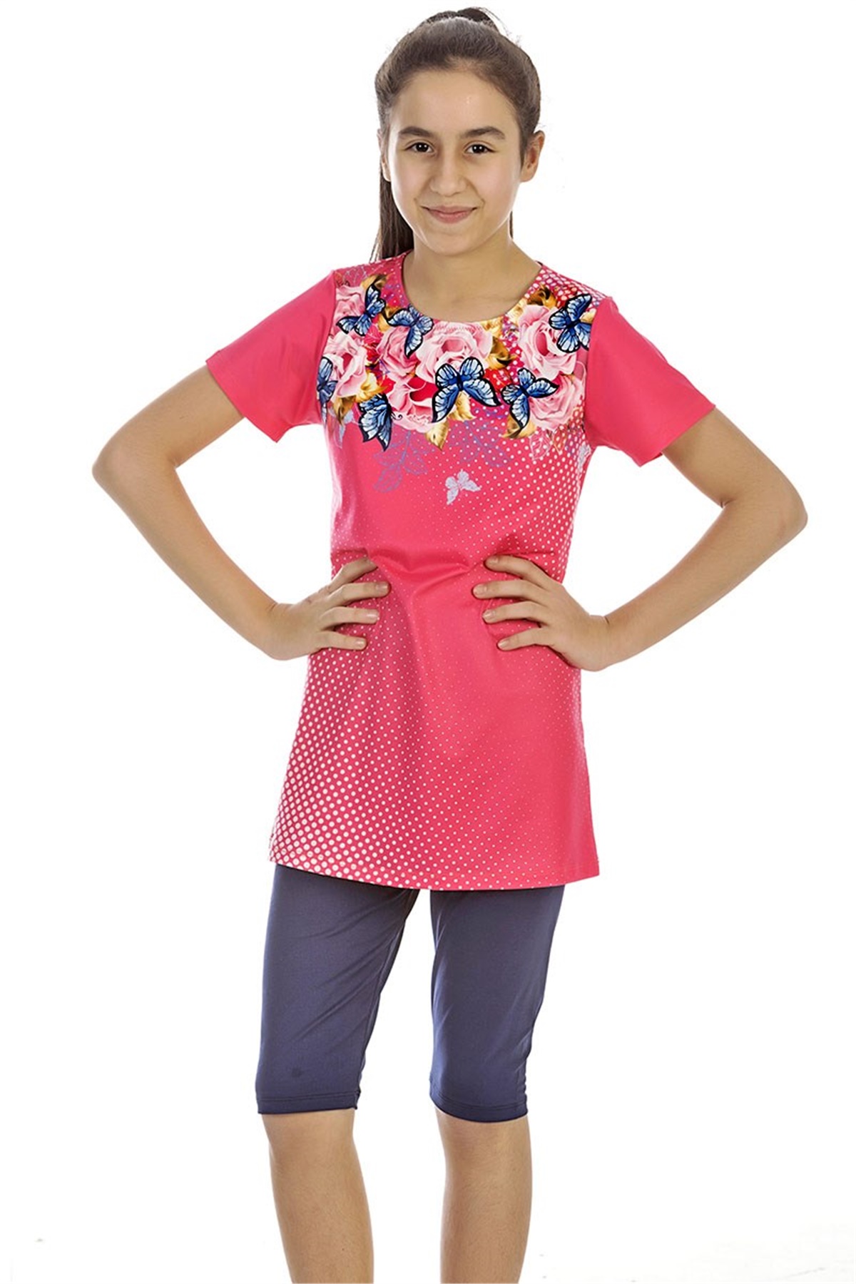 Kız Çocuk Yarı Tesettür Mayo A191- Siyah 