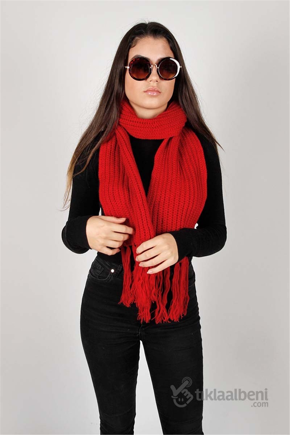 Klasik Bayan Atkı FRM-5066 Kırmızı