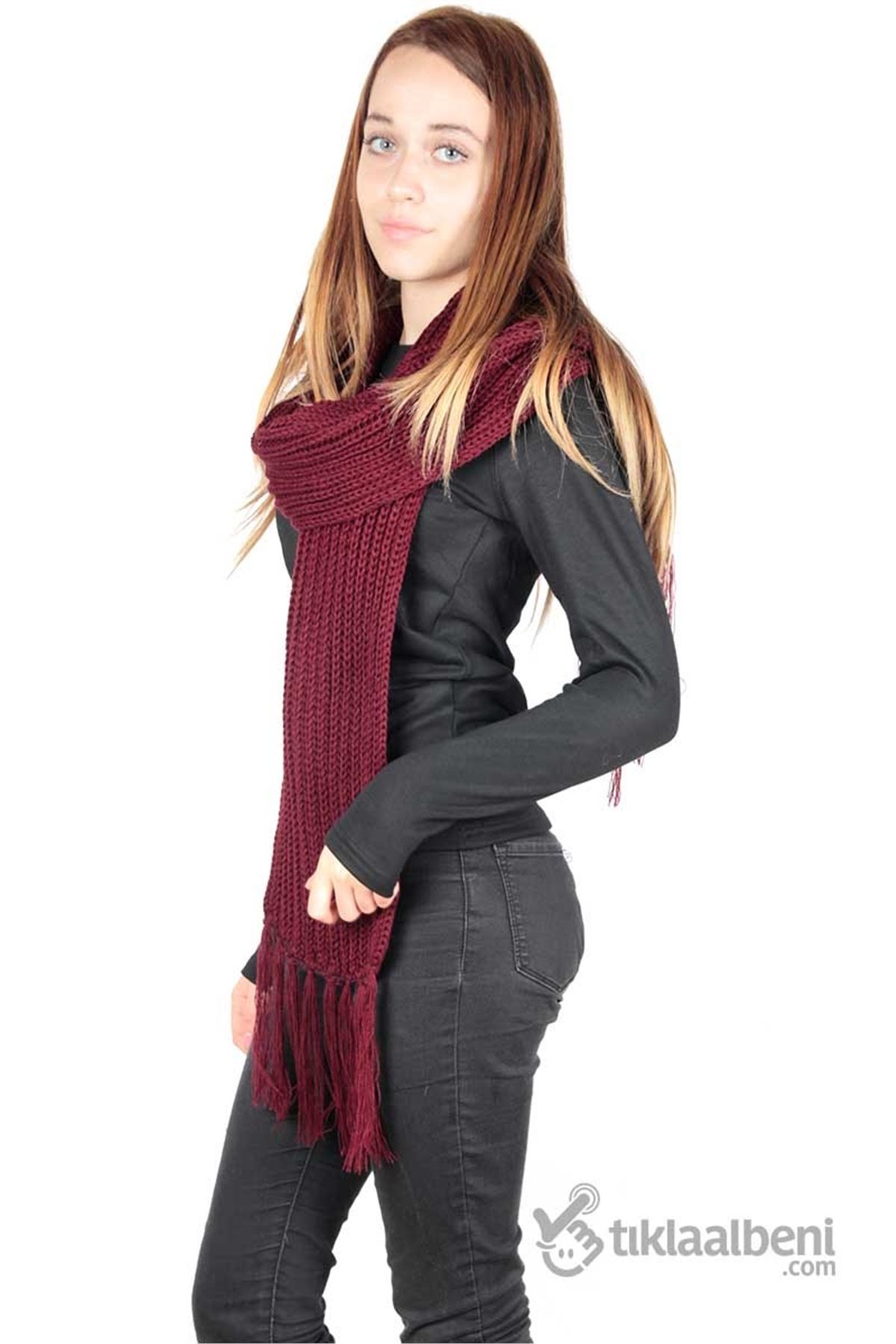 Klasik Bayan Atkı FRM-5066 Bordo