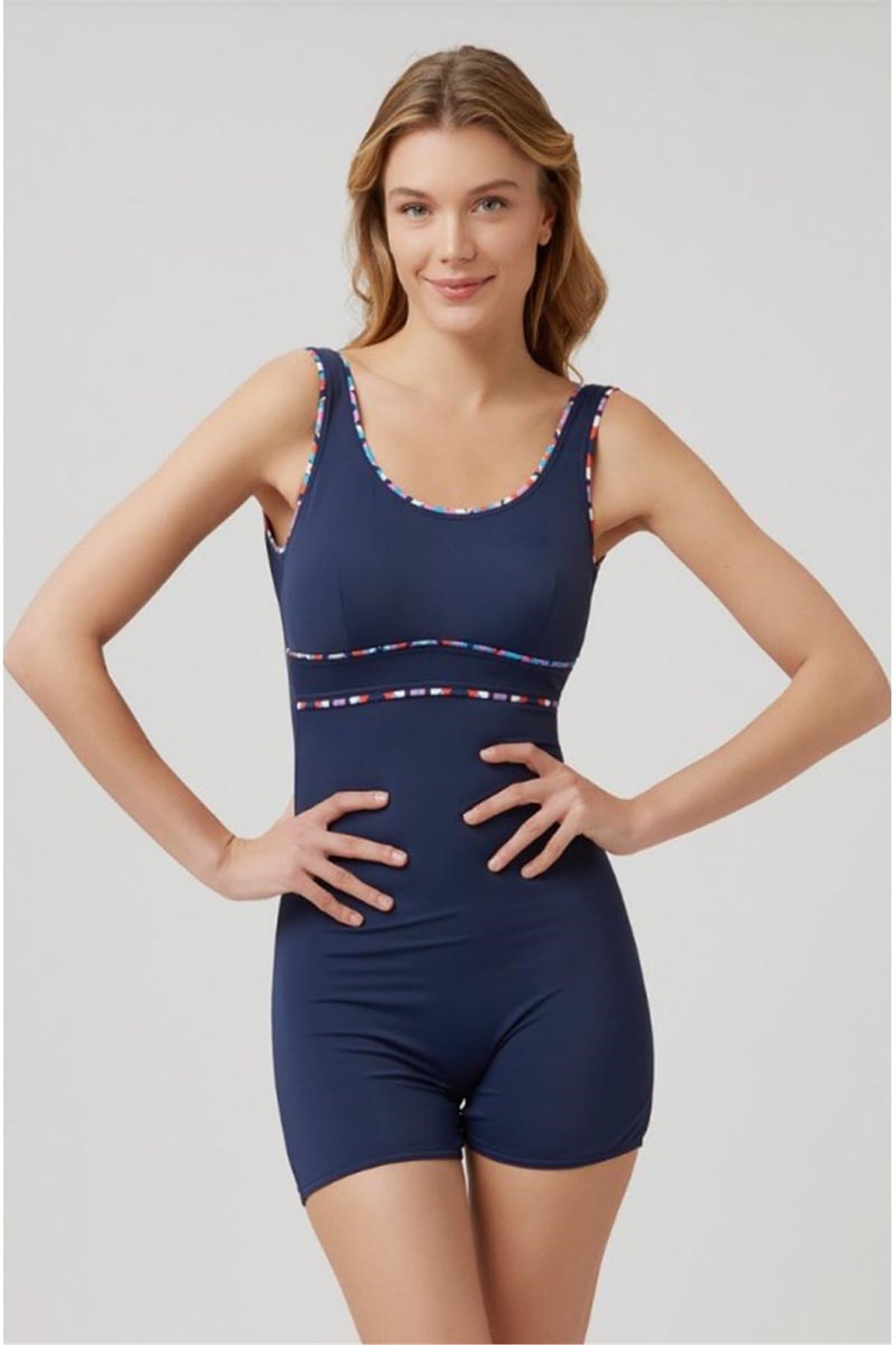 Kom Sporel Şortlu Mayo, KM003-1  Lacivert 